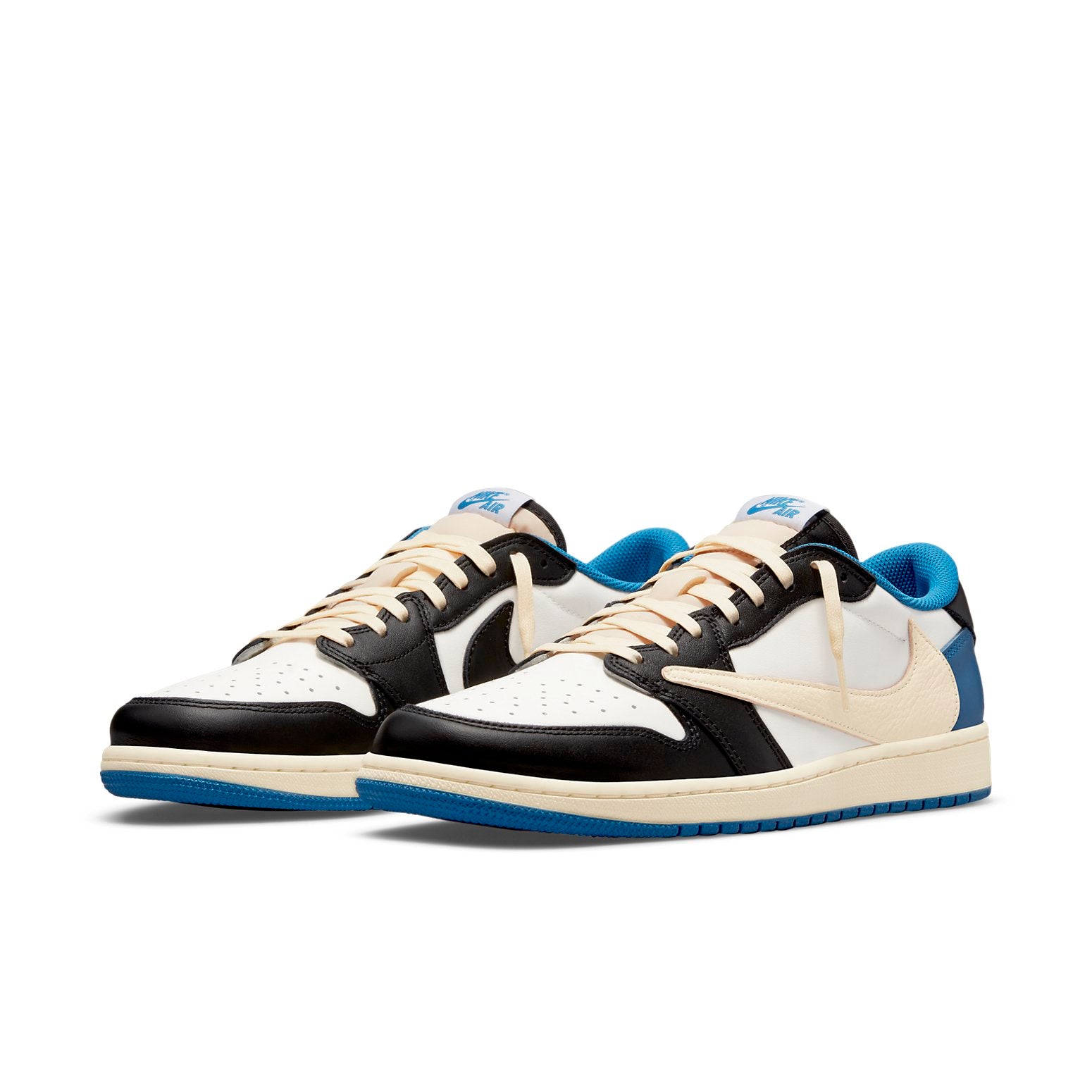Fragment Design x Travis Scott x Air Jordan 1 Retro Low ‘Sail Black Military Blue’ DM7866-140 Mattress Sneaker Store