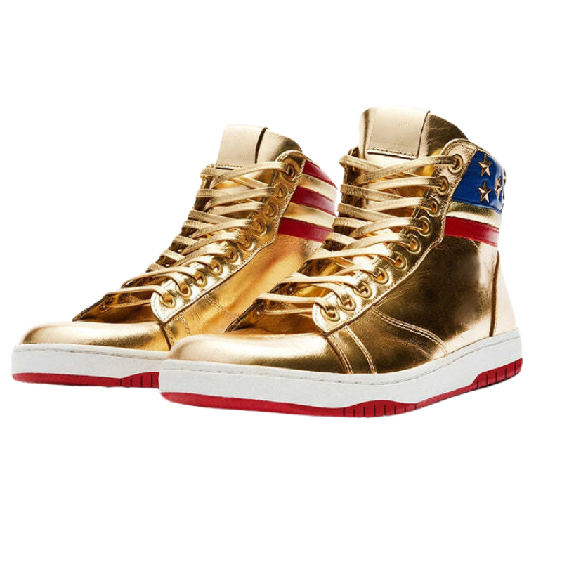 The Never Surrender Trump High-Top Golden Sneakers Recreation MAGA Merch Trump 2024