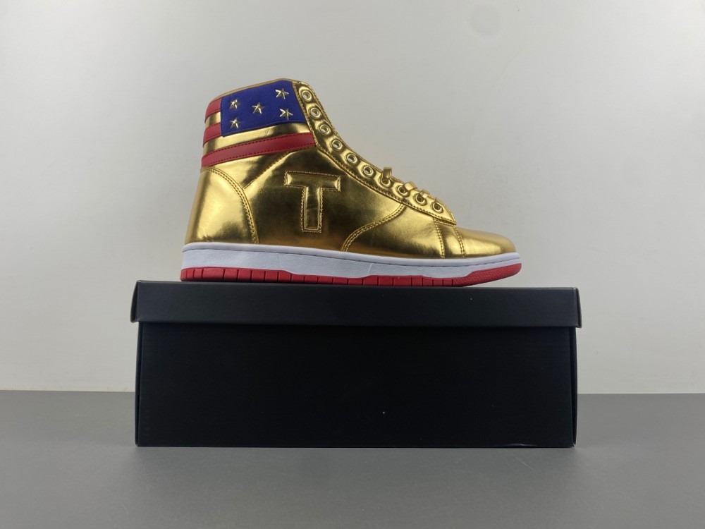 The Never Surrender Trump High-Top Golden Sneakers Recreation MAGA Merch Trump 2024