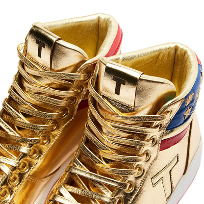 The Never Surrender Trump High-Top Golden Sneakers Recreation MAGA Merch Trump 2024