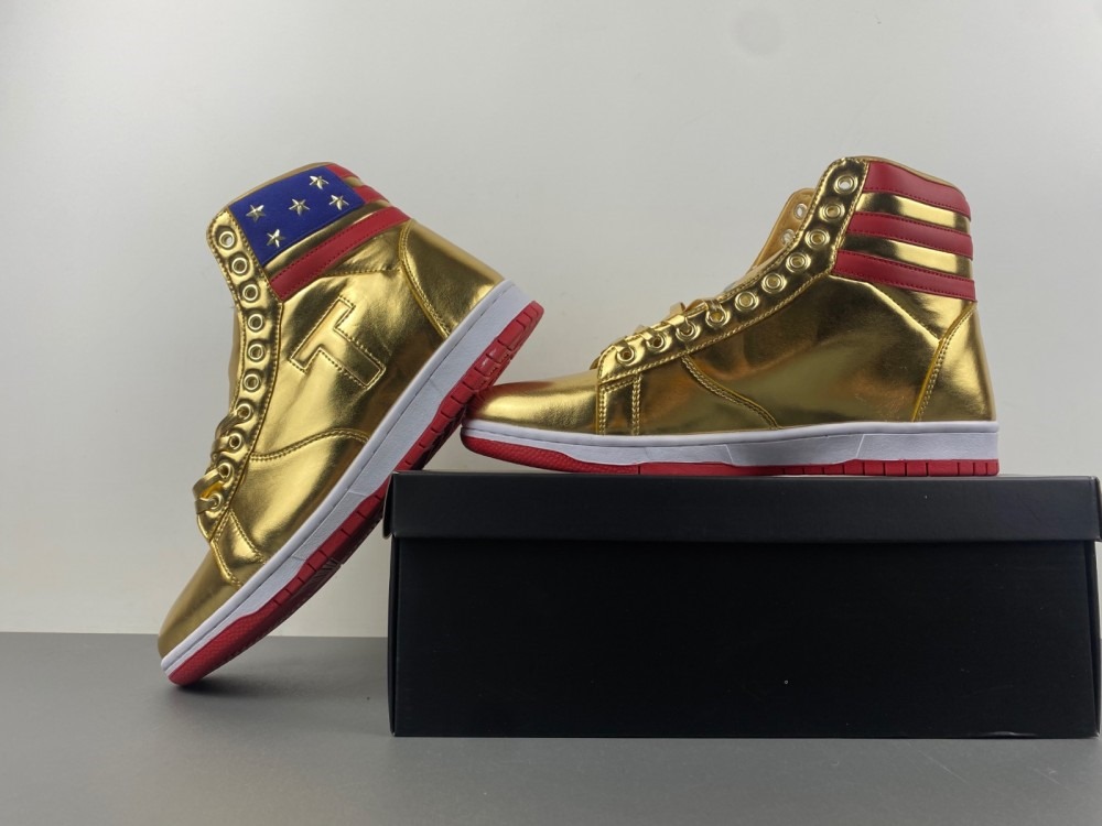 The Never Surrender Trump High-Top Golden Sneakers Recreation MAGA Merch Trump 2024