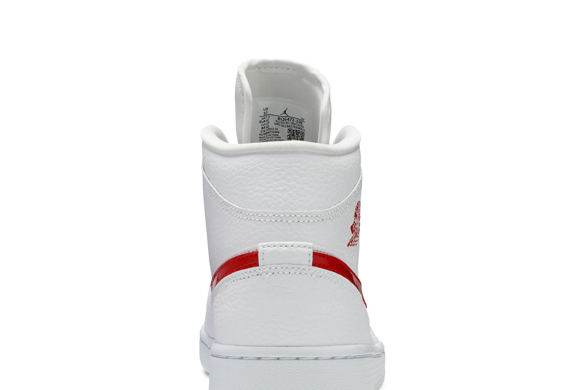 Air Jordan 1 Mid ‘White University Red’ BQ6472-106 Domahi store
