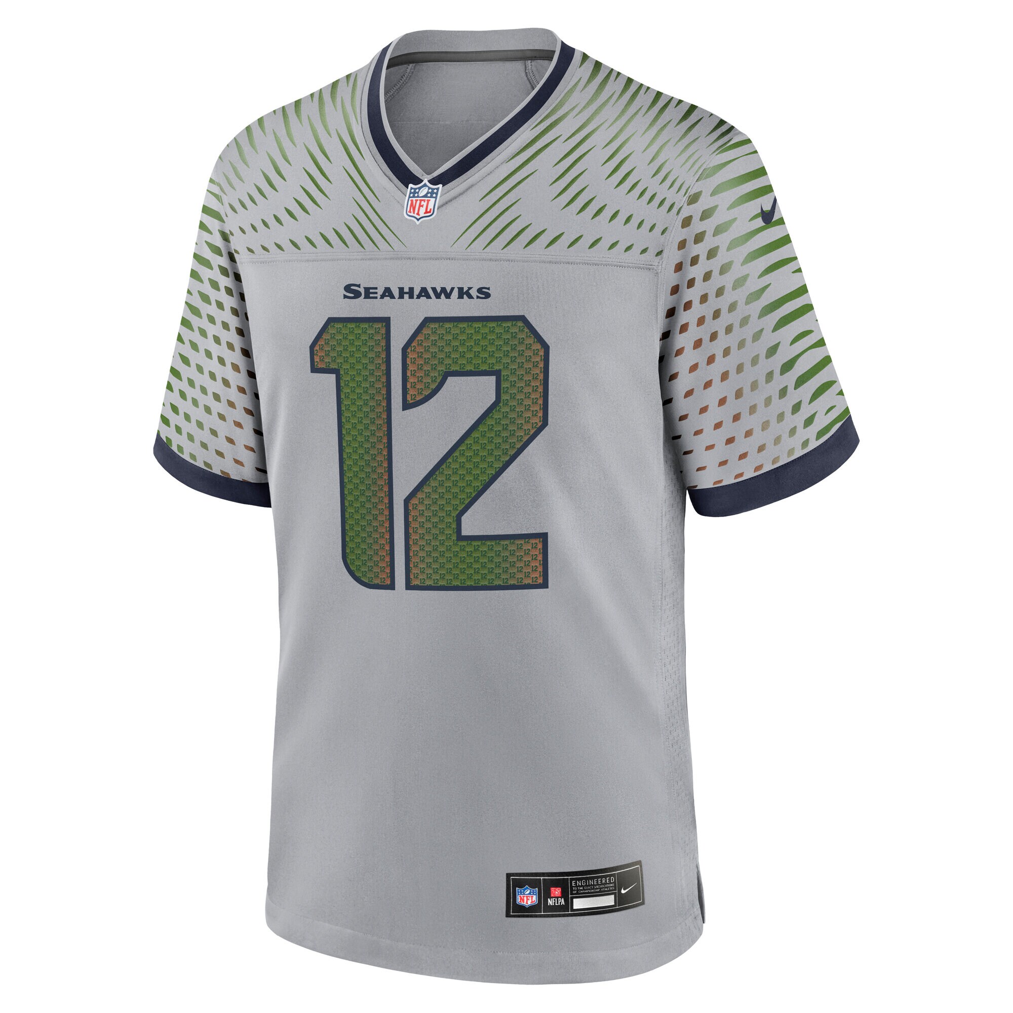 12s Seattle Seahawks Nike 2025 Rivalries Collection Game Jersey – Wolf Gray Clowdercats