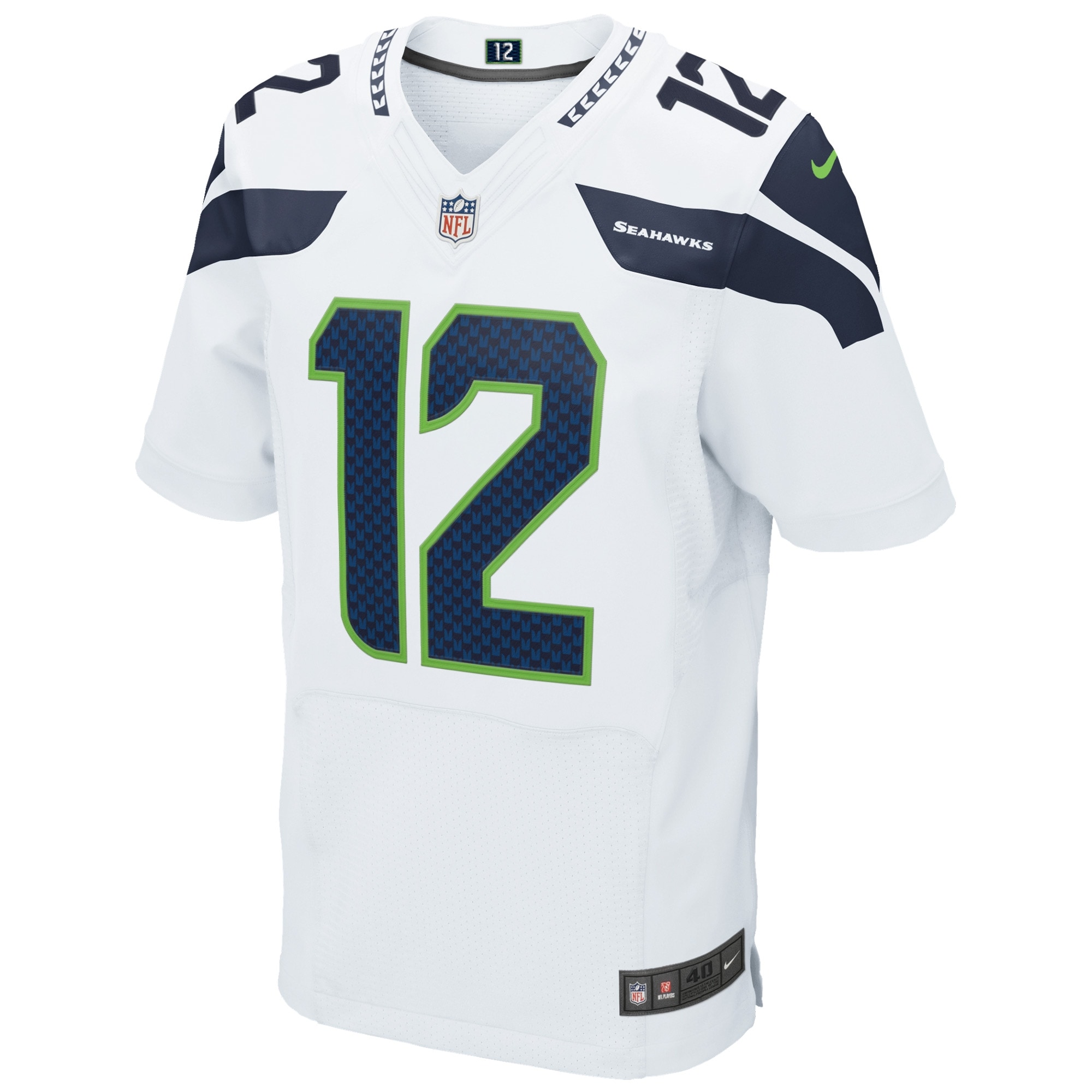 12s Seattle Seahawks Nike Elite Jersey – White Clowdercats