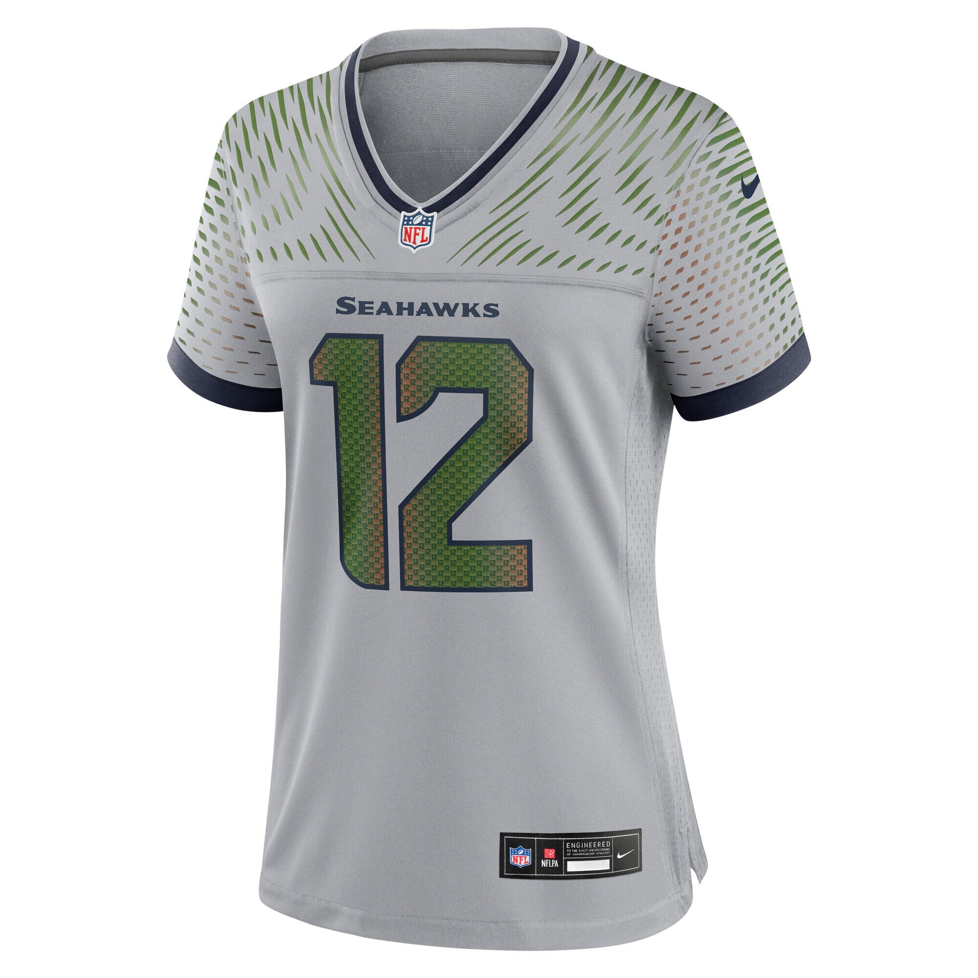 12s Seattle Seahawks Nike Women’s 2025 Rivalries Collection Game Jersey – Wolf Gray Clowdercats
