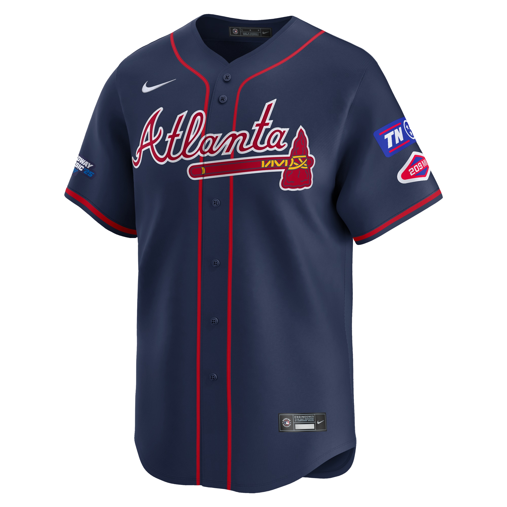 #25 Atlanta Braves Nike 2025 MLB Speedway Classic Alternate Limited Jersey – Navy