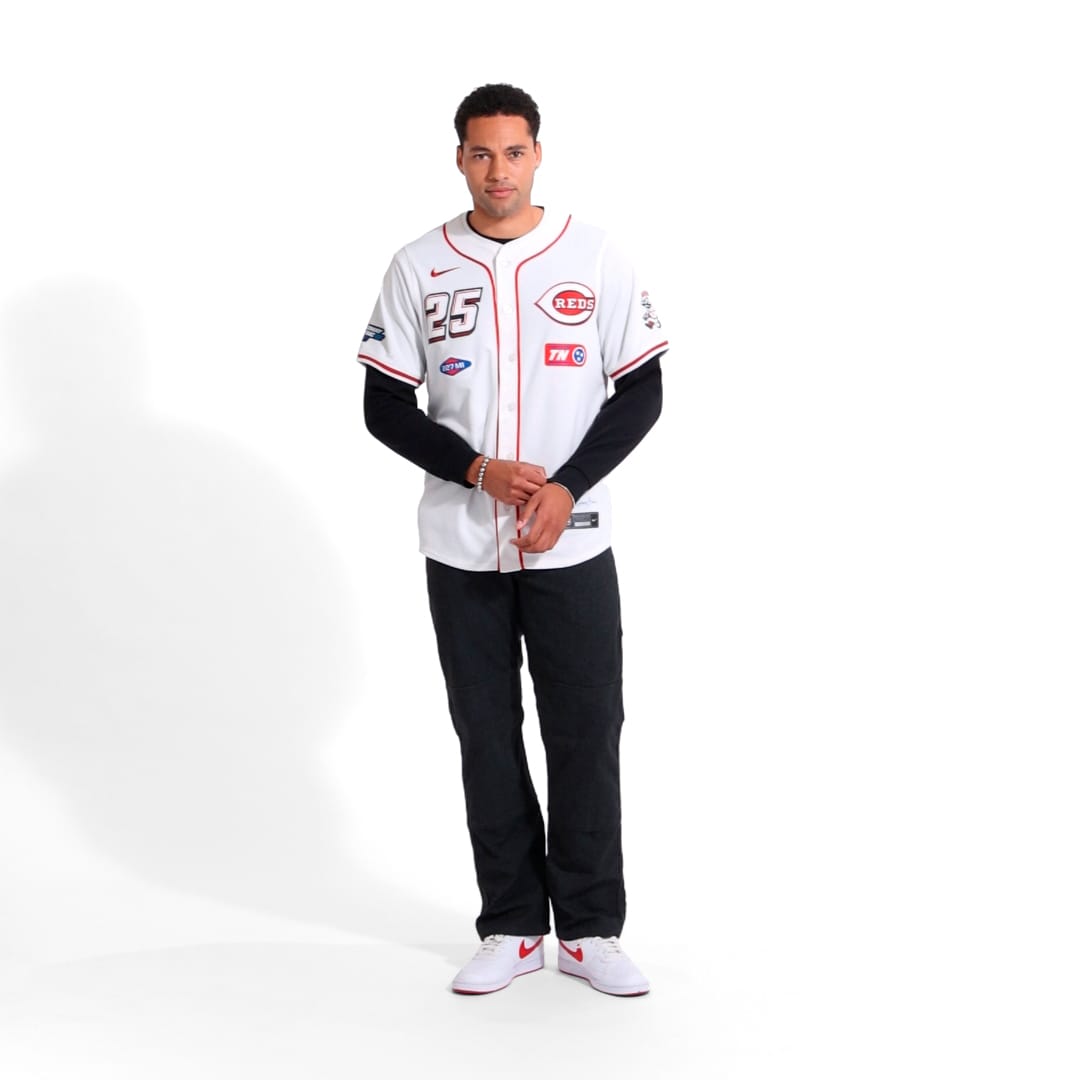 #25 Cincinnati Reds Nike 2025 MLB Speedway Classic Home Replica Jersey – White