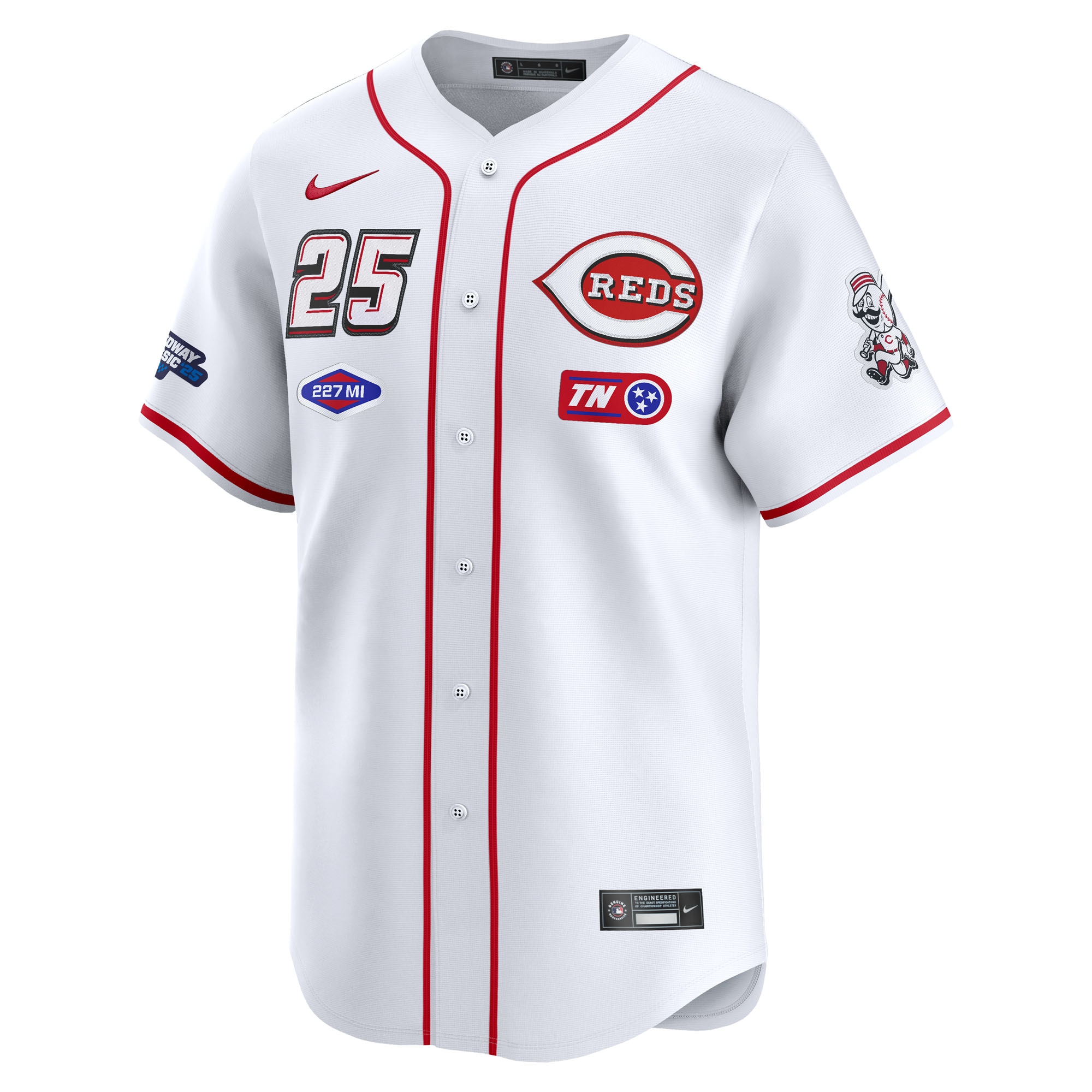 #25 Cincinnati Reds Nike 2025 MLB Speedway Classic Home Replica Jersey – White