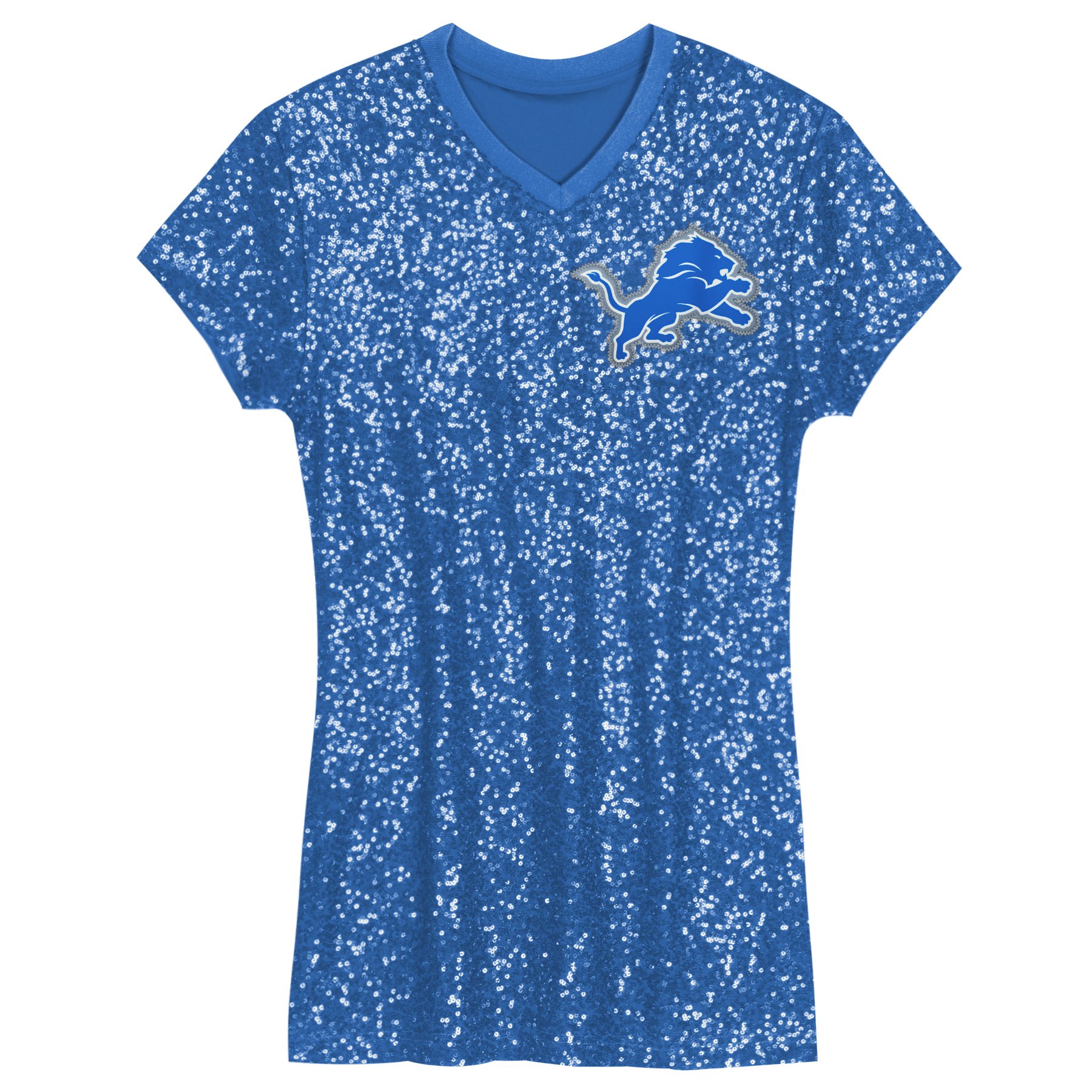 Aidan Hutchinson Detroit Lions Girls Youth Sequin Player Name & Number V-Neck Dress – Blue Clowdercats