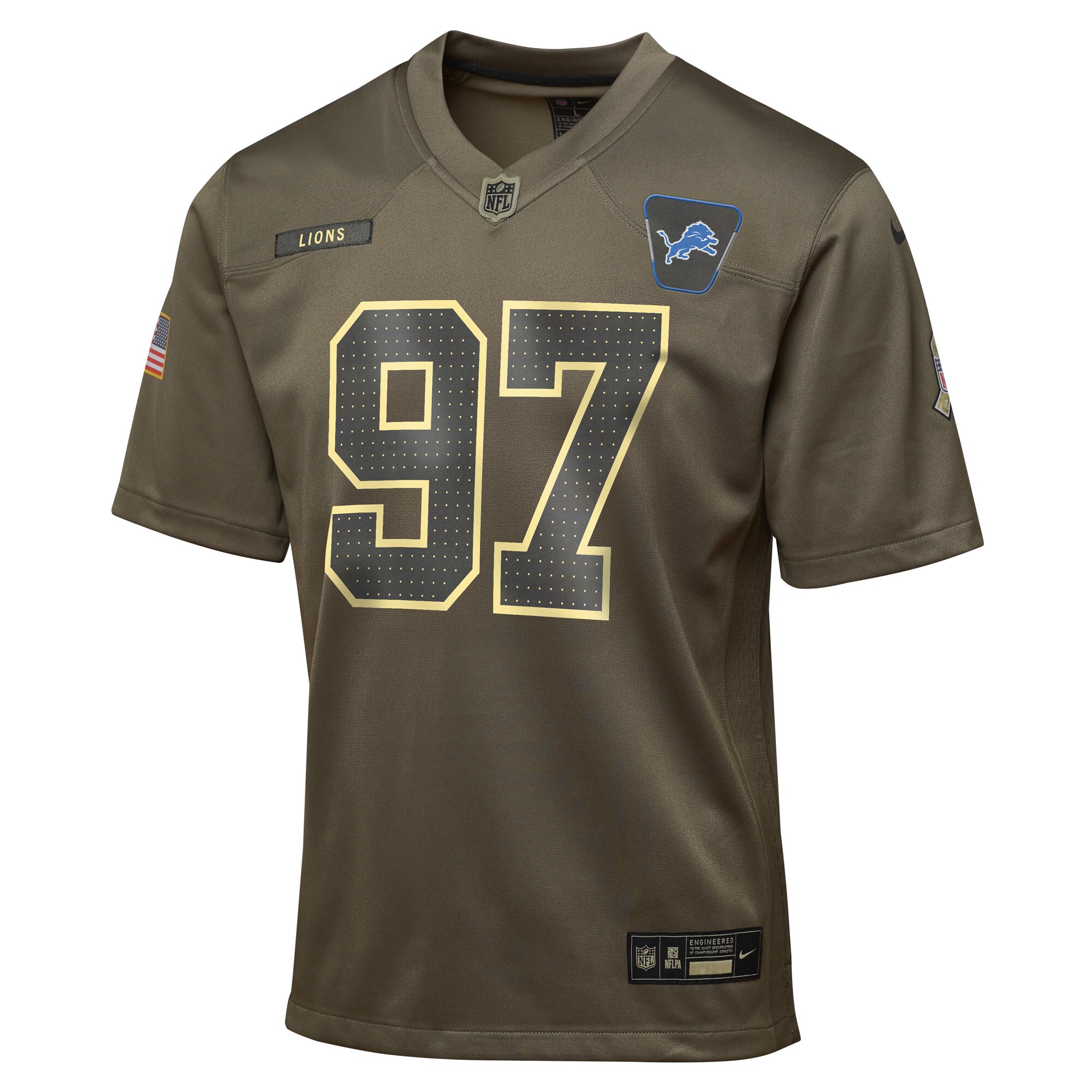 Aidan Hutchinson Detroit Lions Nike Youth 2025 Salute to Service Game Jersey – Olive Clowdercats