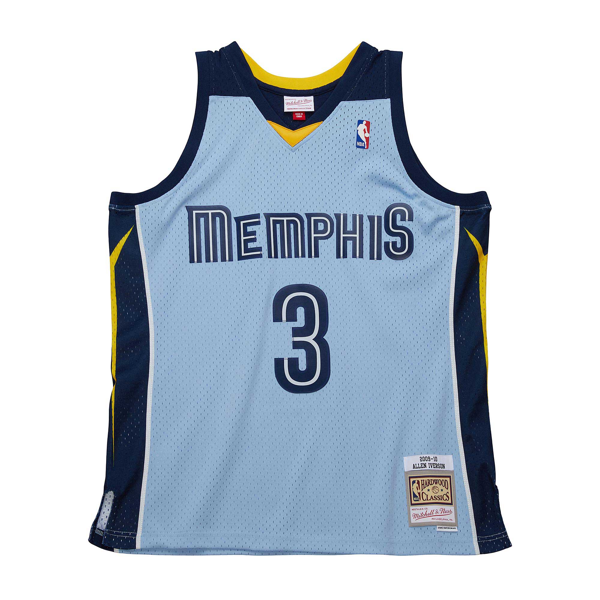 Allen Iverson Memphis Grizzlies Mitchell & Ness 2009/10 Hardwood Classics Swingman Jersey – Light Blue Clowdercats