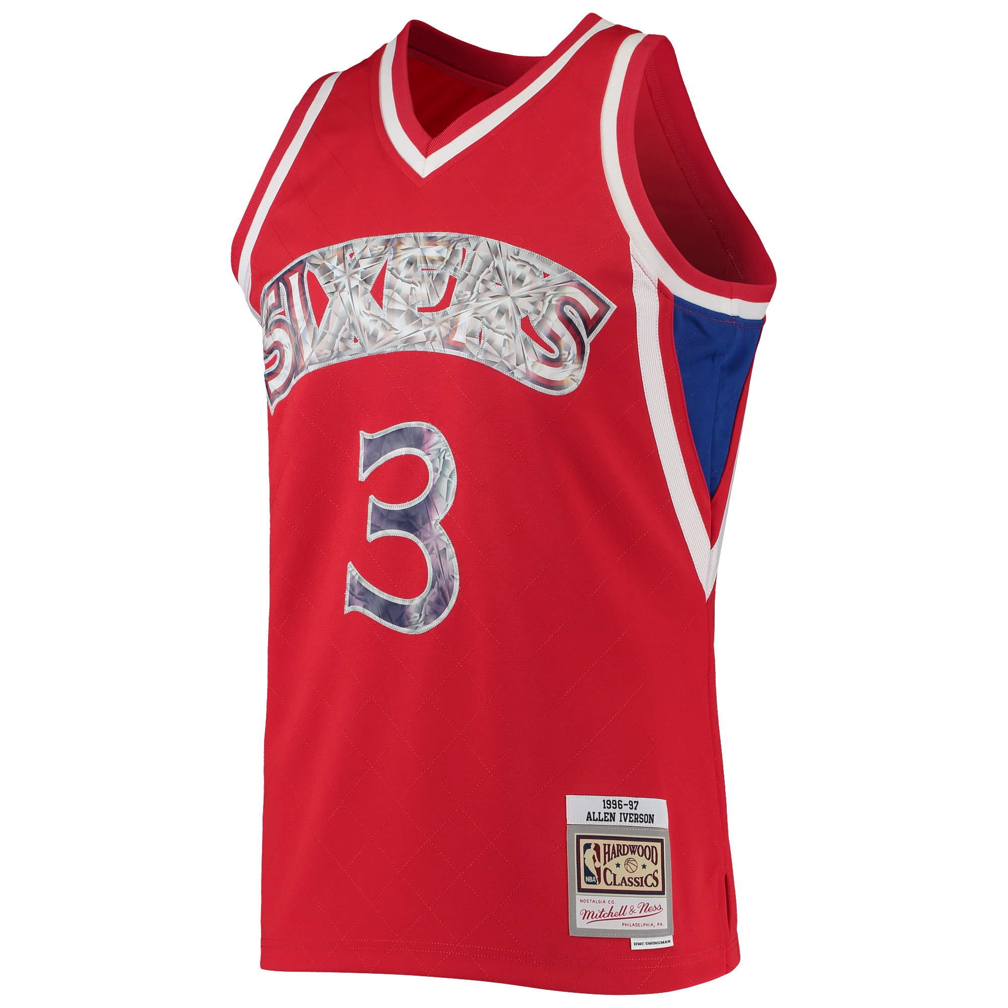 Allen Iverson Philadelphia 76ers Mitchell & Ness 1996/97 Hardwood Classics NBA 75th Anniversary Diamond Swingman Jersey – Red Clowdercats