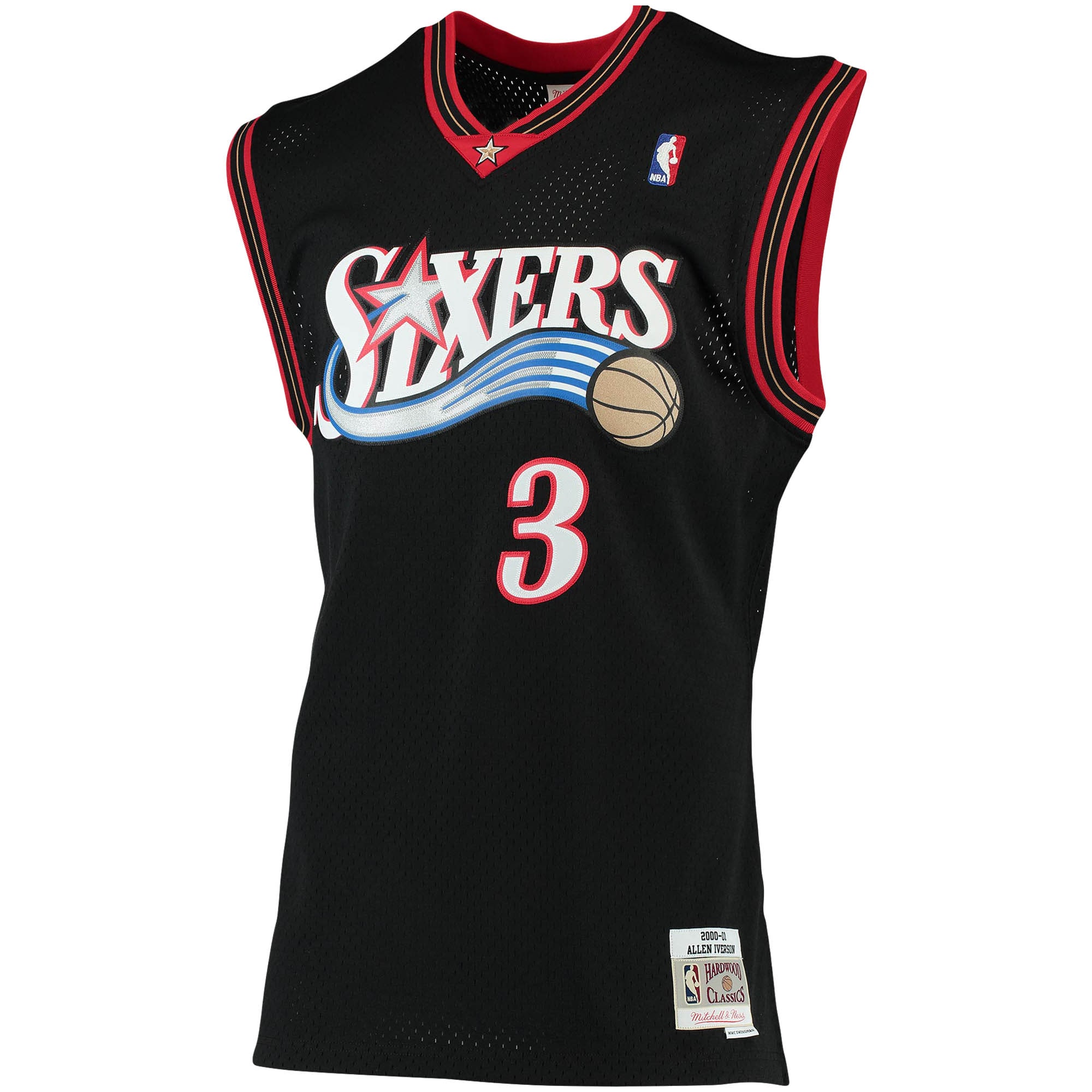 Allen Iverson Philadelphia 76ers Mitchell & Ness 2000/01 Big & Tall Hardwood Classics Swingman Jersey – Black Clowdercats