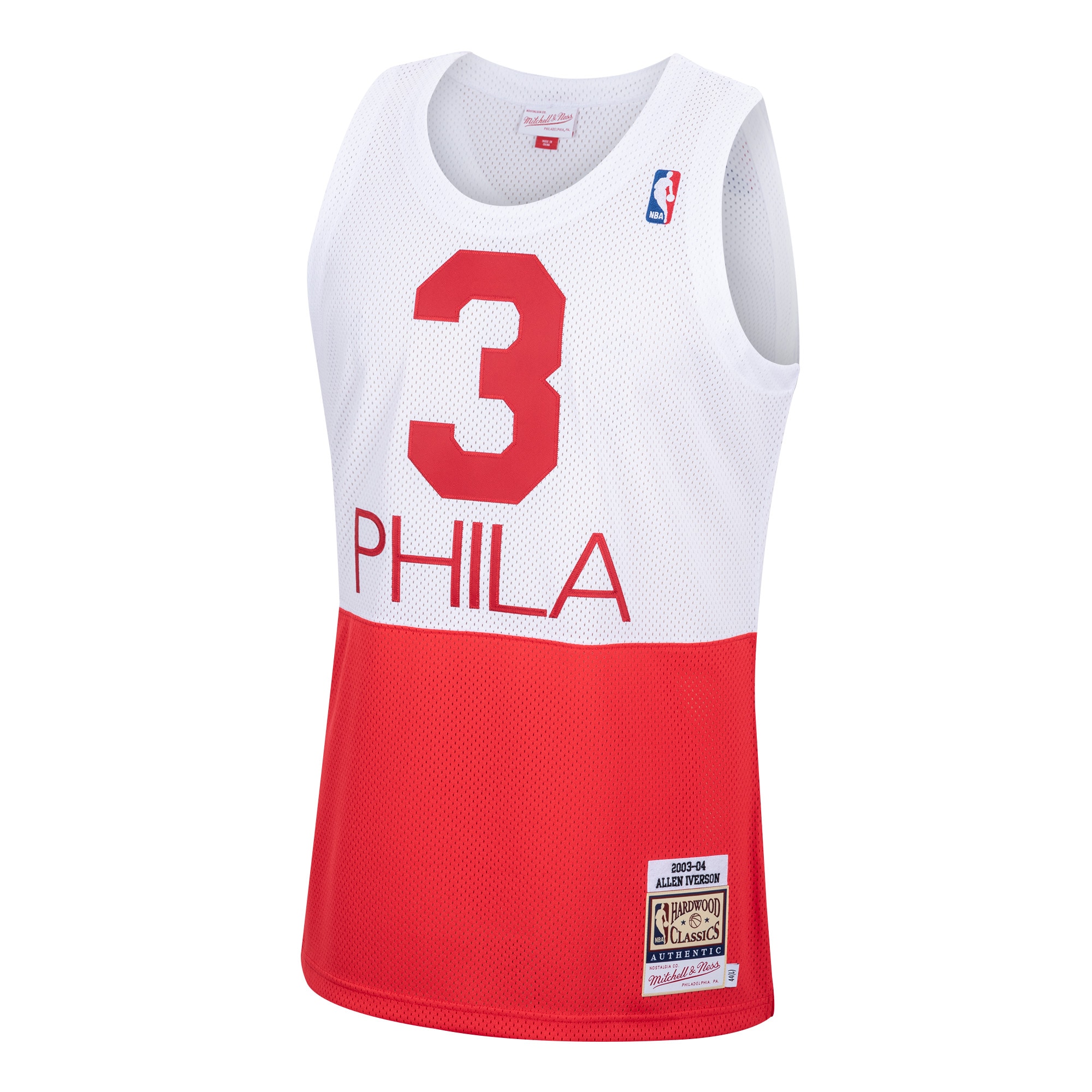 Allen Iverson Philadelphia 76ers Mitchell & Ness 2003/04 Hardwood Classics Authentic Jersey – White Clowdercats