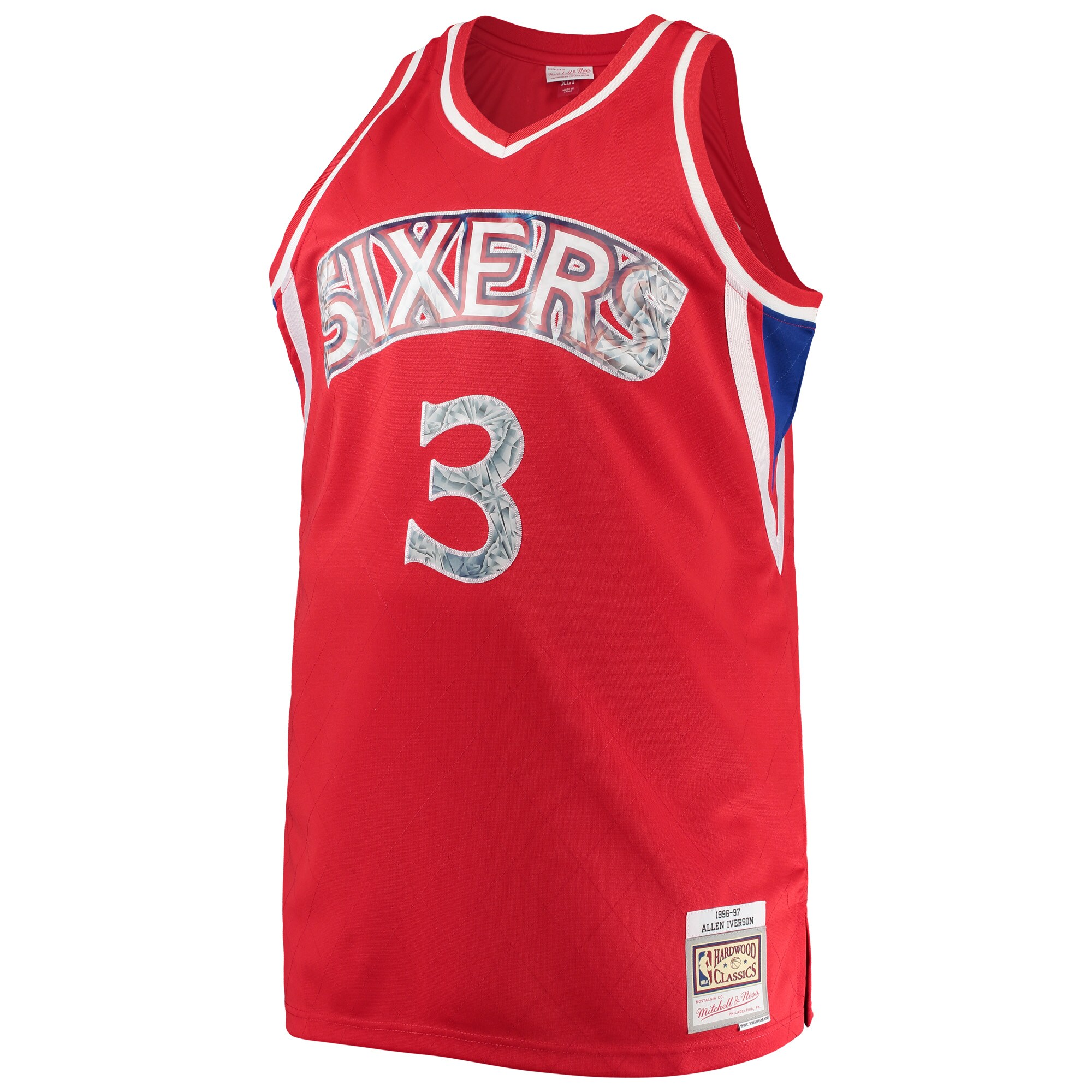 Allen Iverson Philadelphia 76ers Mitchell & Ness Big & Tall 1996/97 NBA 75th Anniversary Diamond Swingman Jersey – Red Clowdercats