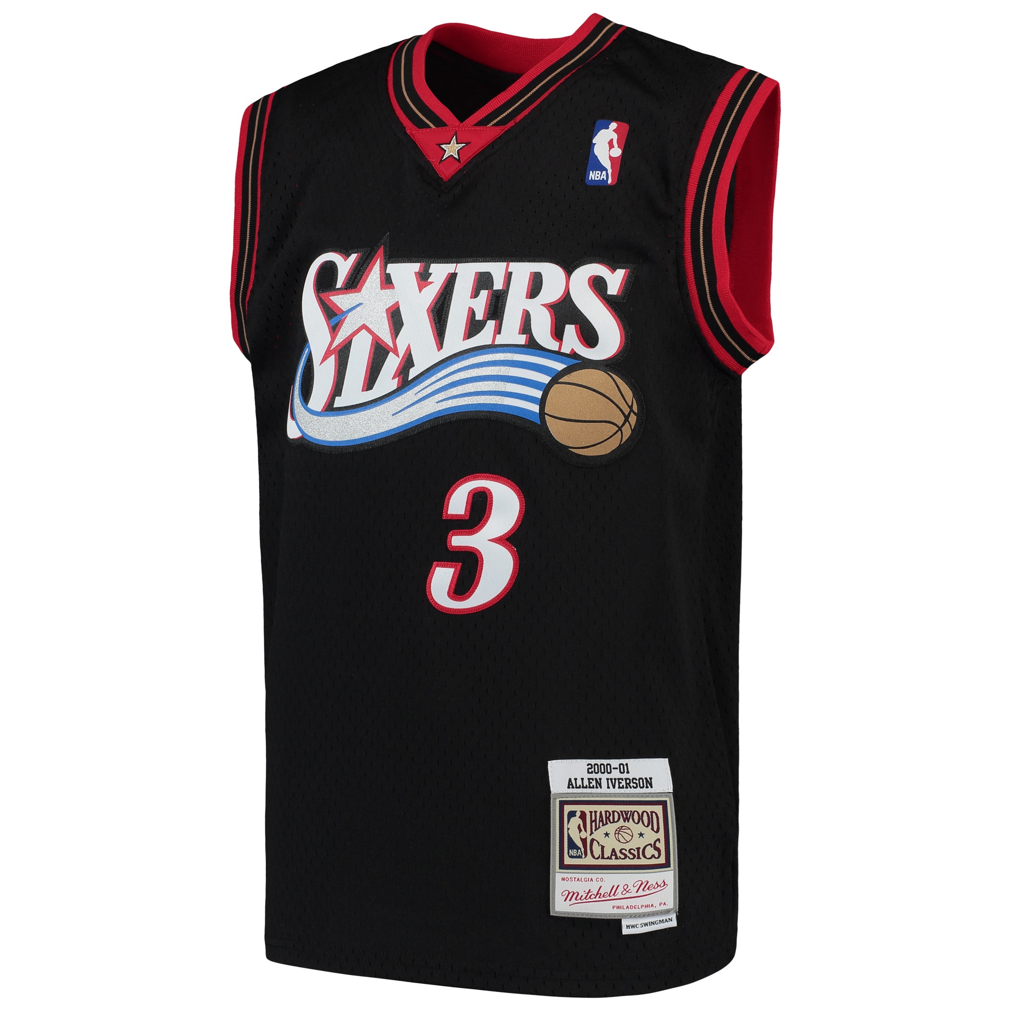 Allen Iverson Philadelphia 76ers Mitchell & Ness Youth Hardwood Classics Swingman Throwback Jersey – Black Clowdercats