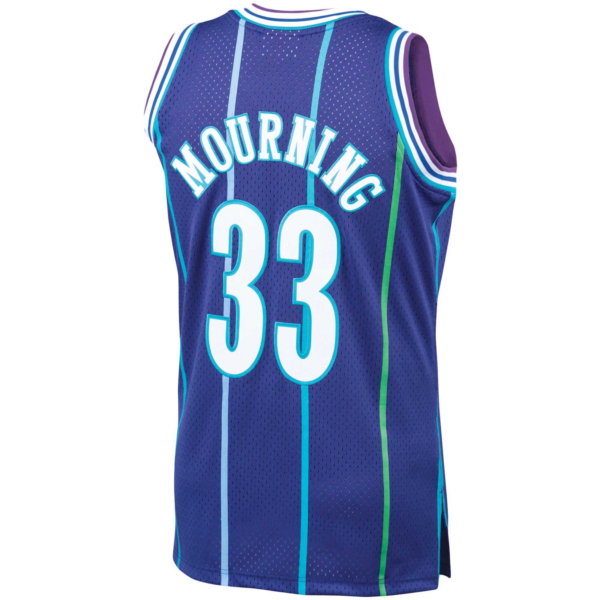 Alonzo Mourning Charlotte Hornets Mitchell & Ness 1994/95 Hardwood Classics Swingman Jersey – Purple Clowdercats