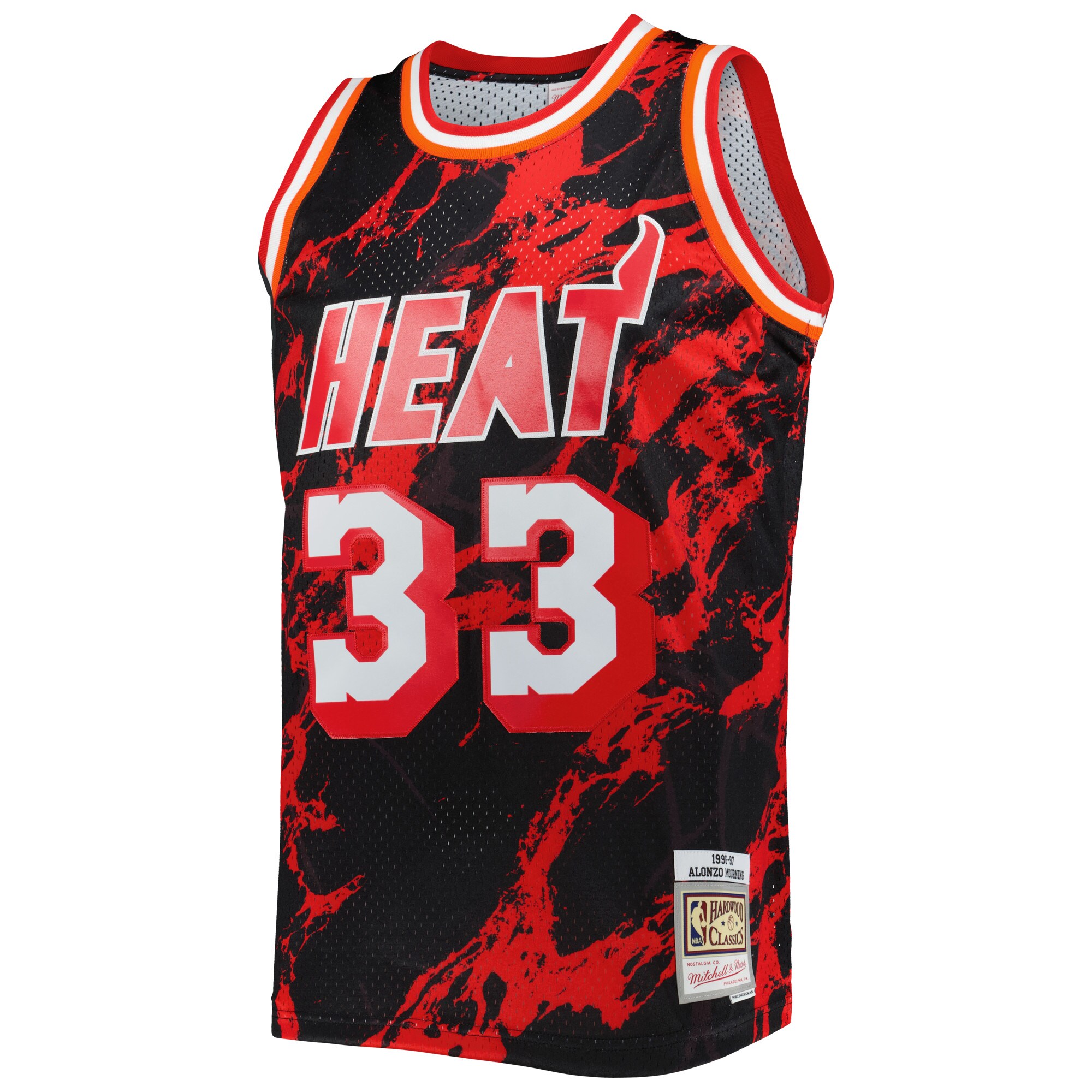 Alonzo Mourning Miami Heat Mitchell & Ness 1996/97 Hardwood Classics Marble Swingman Jersey – Black Clowdercats