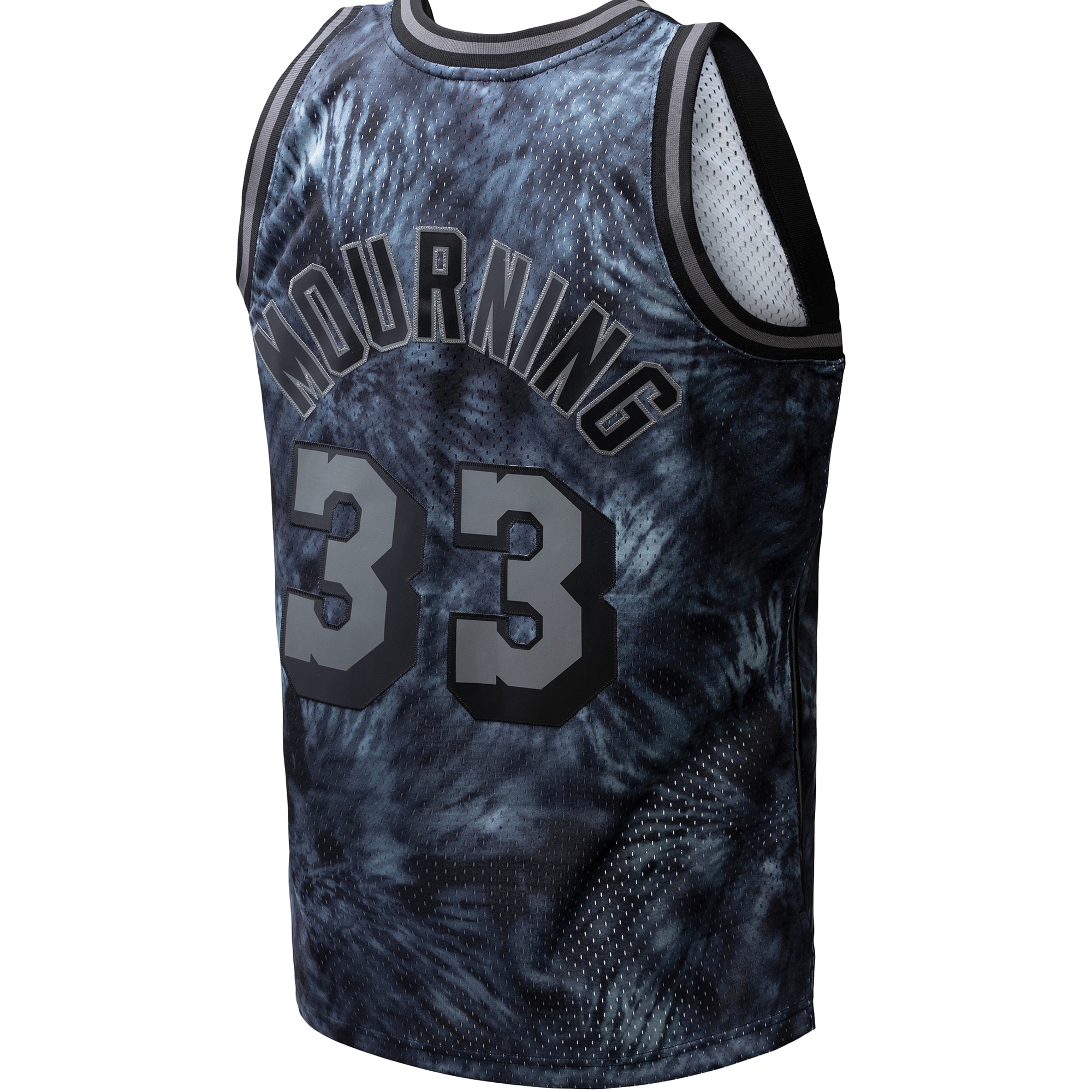 Alonzo Mourning Miami Heat Mitchell & Ness Hardwood Classics 1996/97 Tie-Dye Swingman Jersey – Black Clowdercats