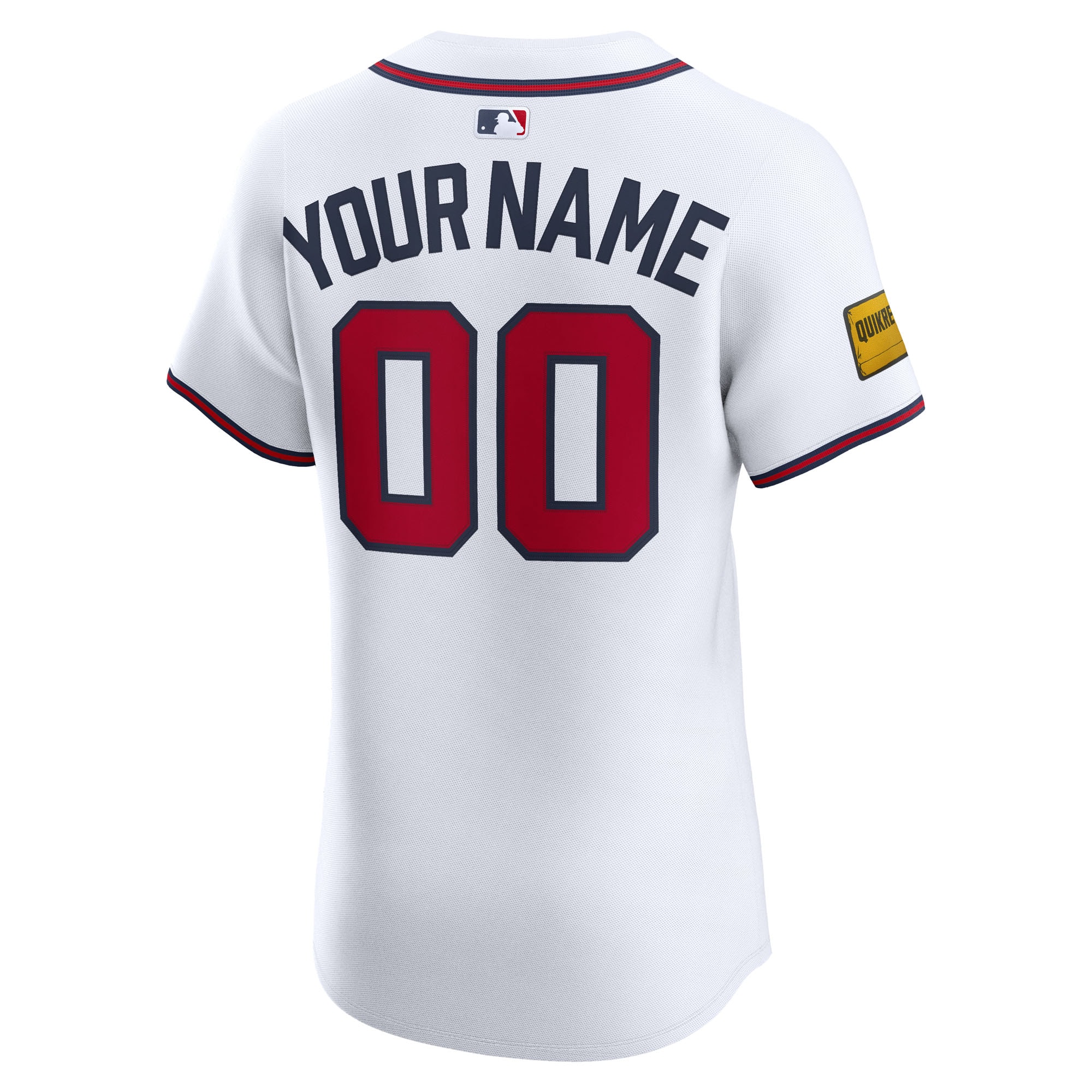 Atlanta Braves Nike Home Elite Sponsor Patch Custom Jersey – White
