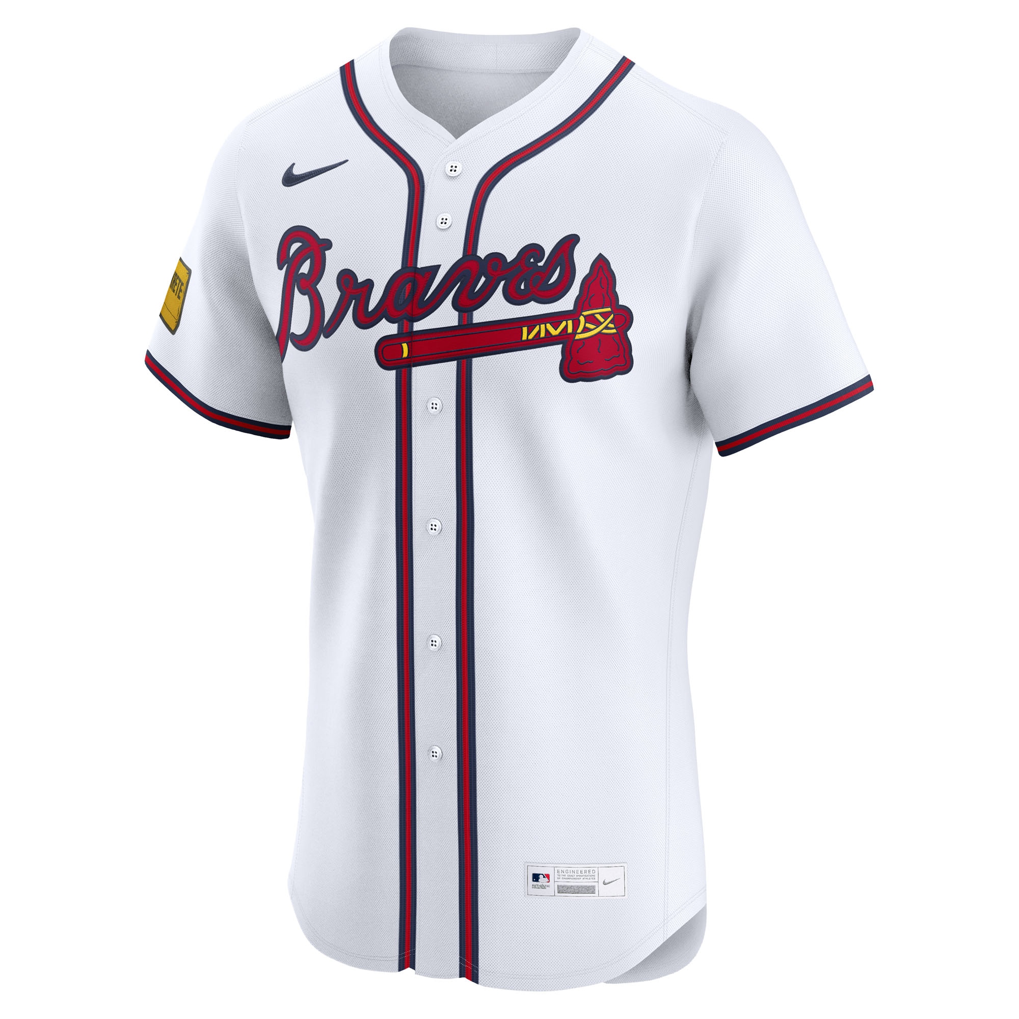 Atlanta Braves Nike Home Elite Sponsor Patch Custom Jersey – White