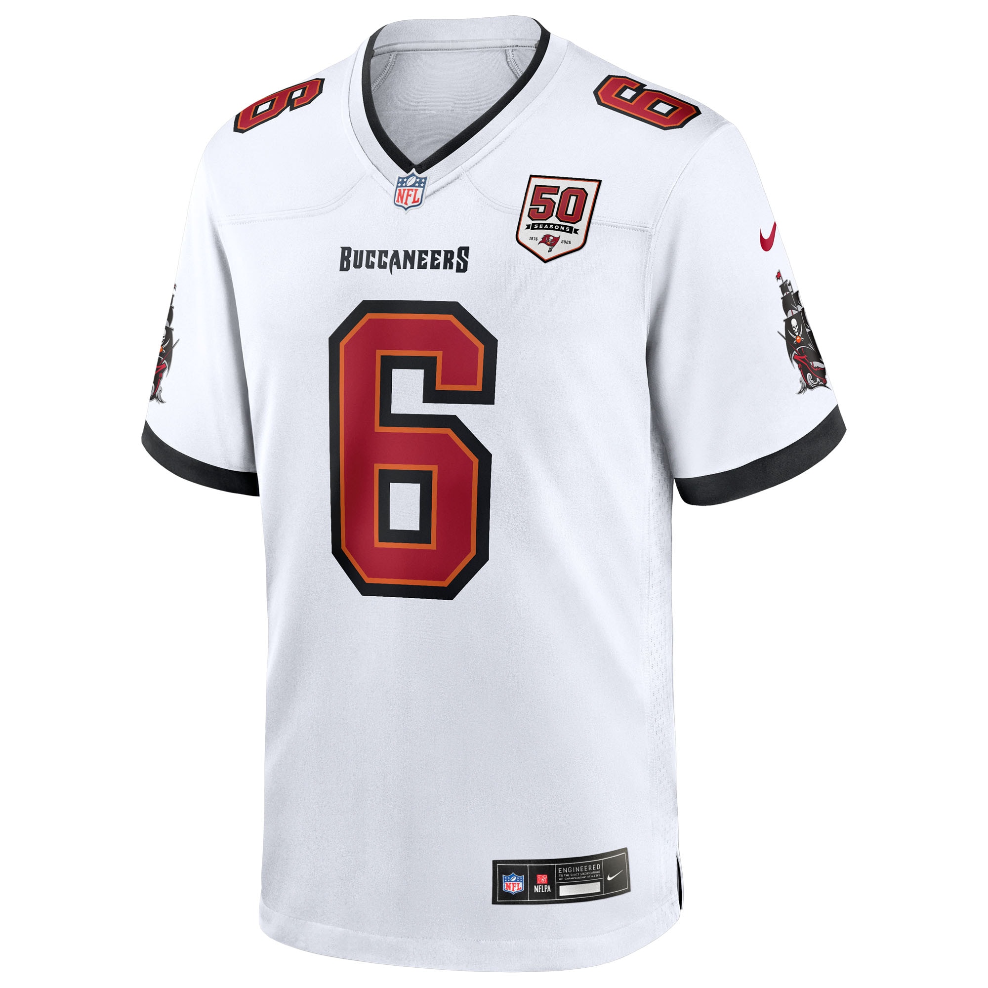 Baker Mayfield Tampa Bay Buccaneers Nike 50th Season White Game Jersey – White Clowdercats
