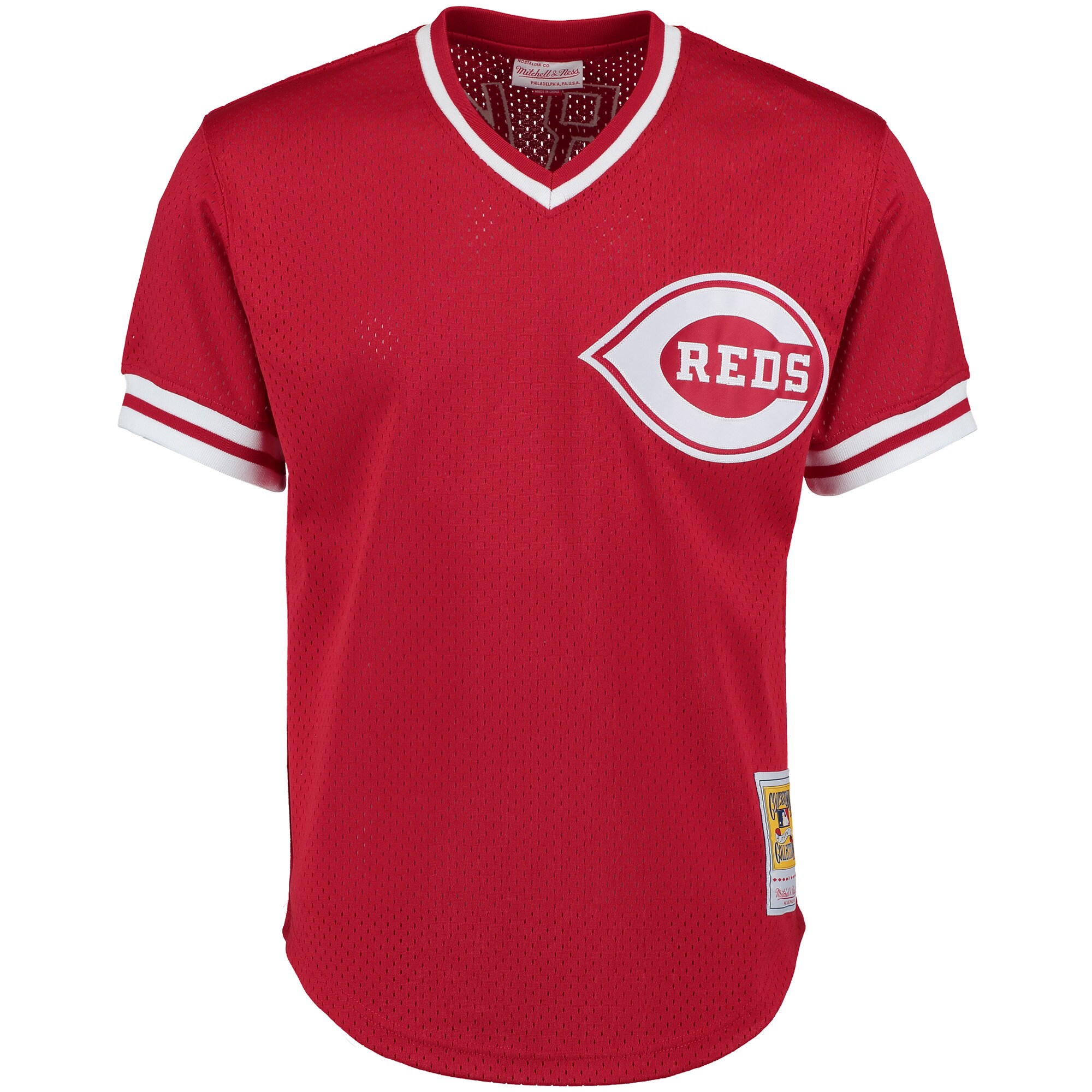 Barry Larkin Cincinnati Reds Mitchell & Ness Cooperstown Collection Mesh Batting Practice Button-Up Jersey – Red