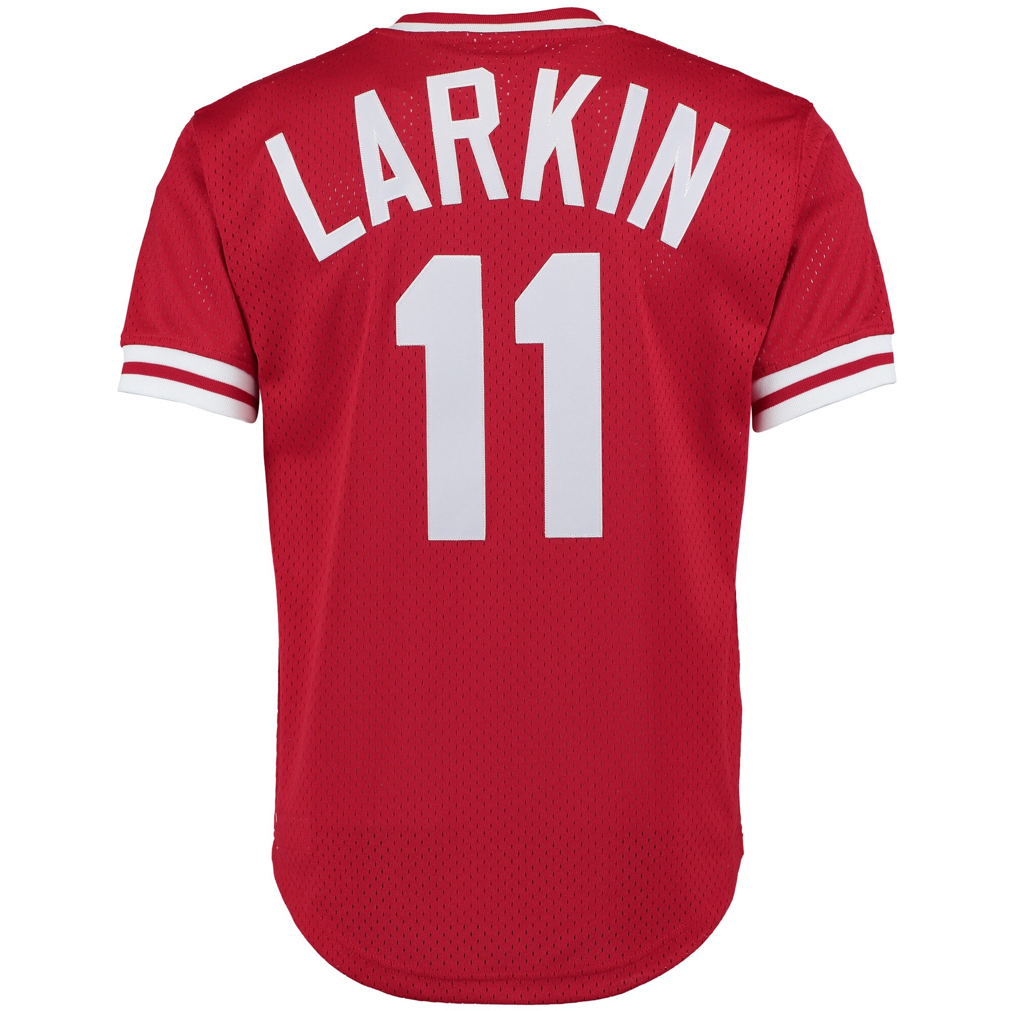 Barry Larkin Cincinnati Reds Mitchell & Ness Cooperstown Collection Mesh Batting Practice Button-Up Jersey – Red
