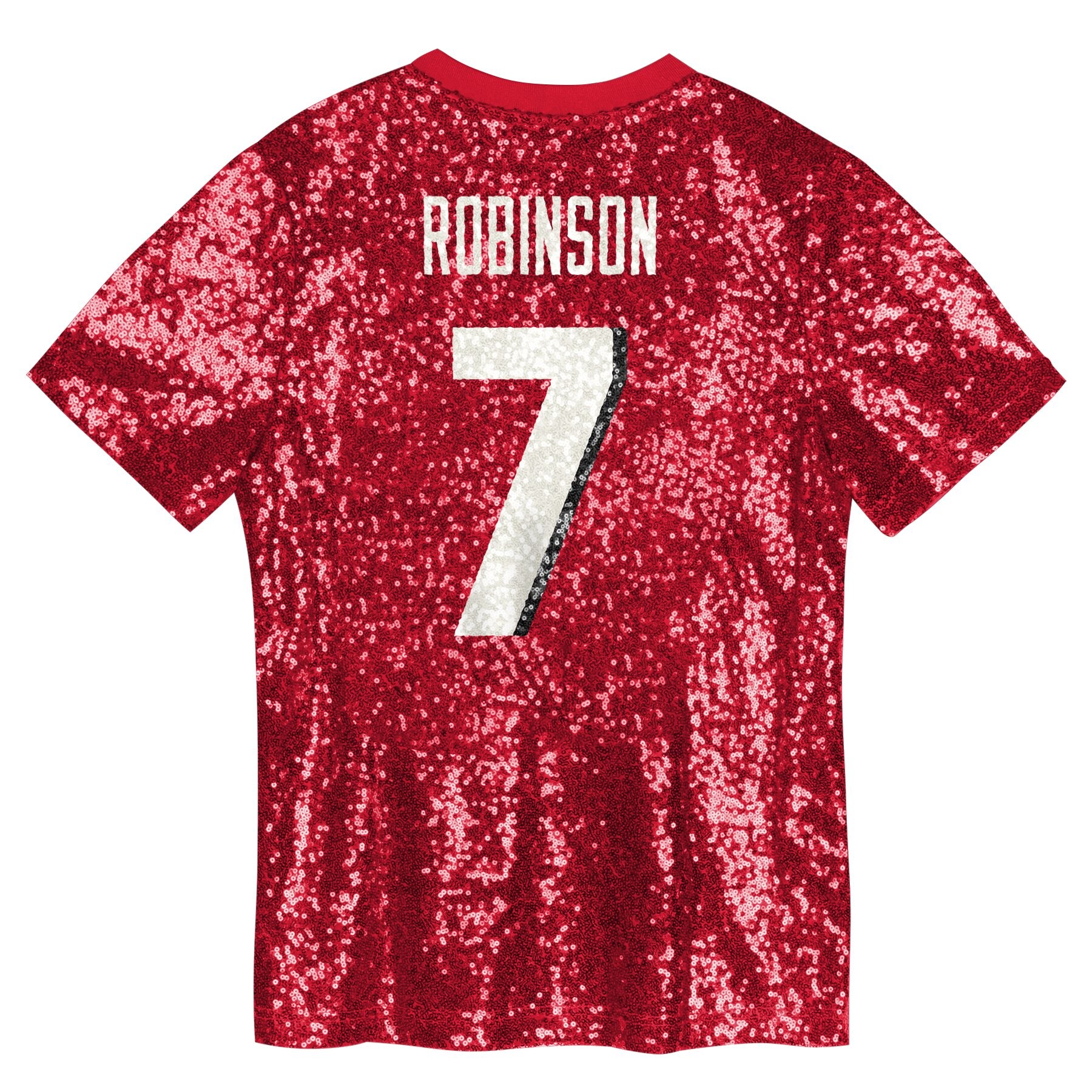 Bijan Robinson Atlanta Falcons Girls Youth Sequin V-Neck Fashion Jersey – Red Clowdercats