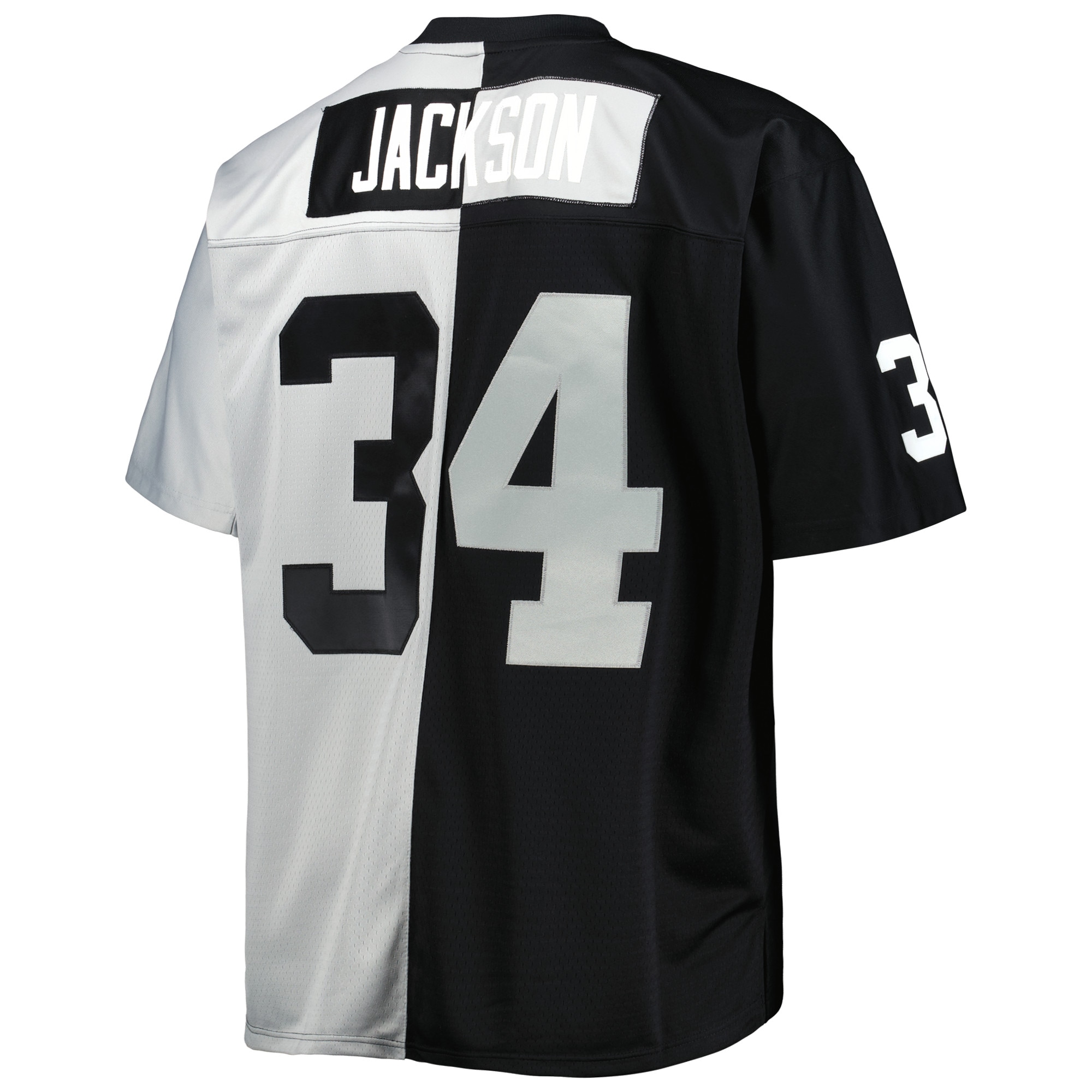 Bo Jackson Las Vegas Raiders Mitchell & Ness Big & Tall Split Legacy Retired Player Replica Jersey – Black/Silver Clowdercats