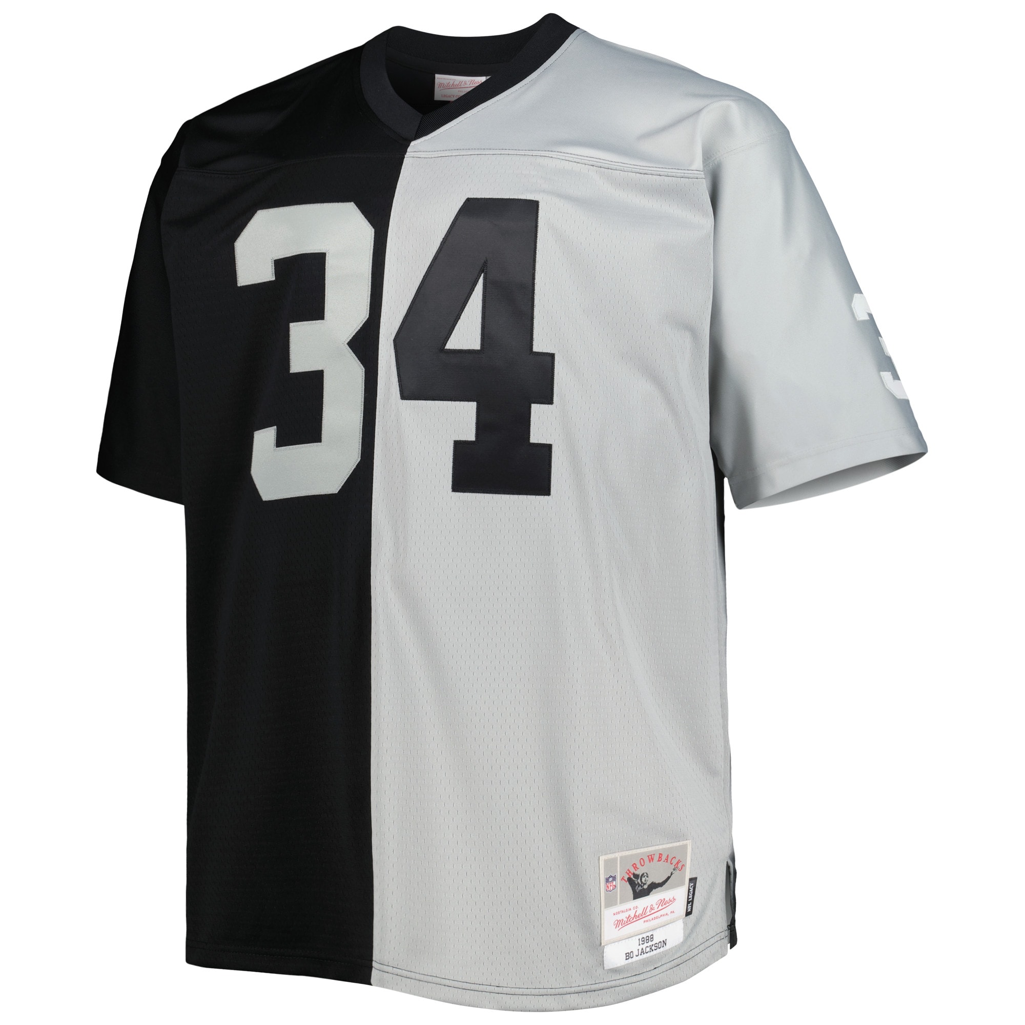 Bo Jackson Las Vegas Raiders Mitchell & Ness Big & Tall Split Legacy Retired Player Replica Jersey – Black/Silver Clowdercats