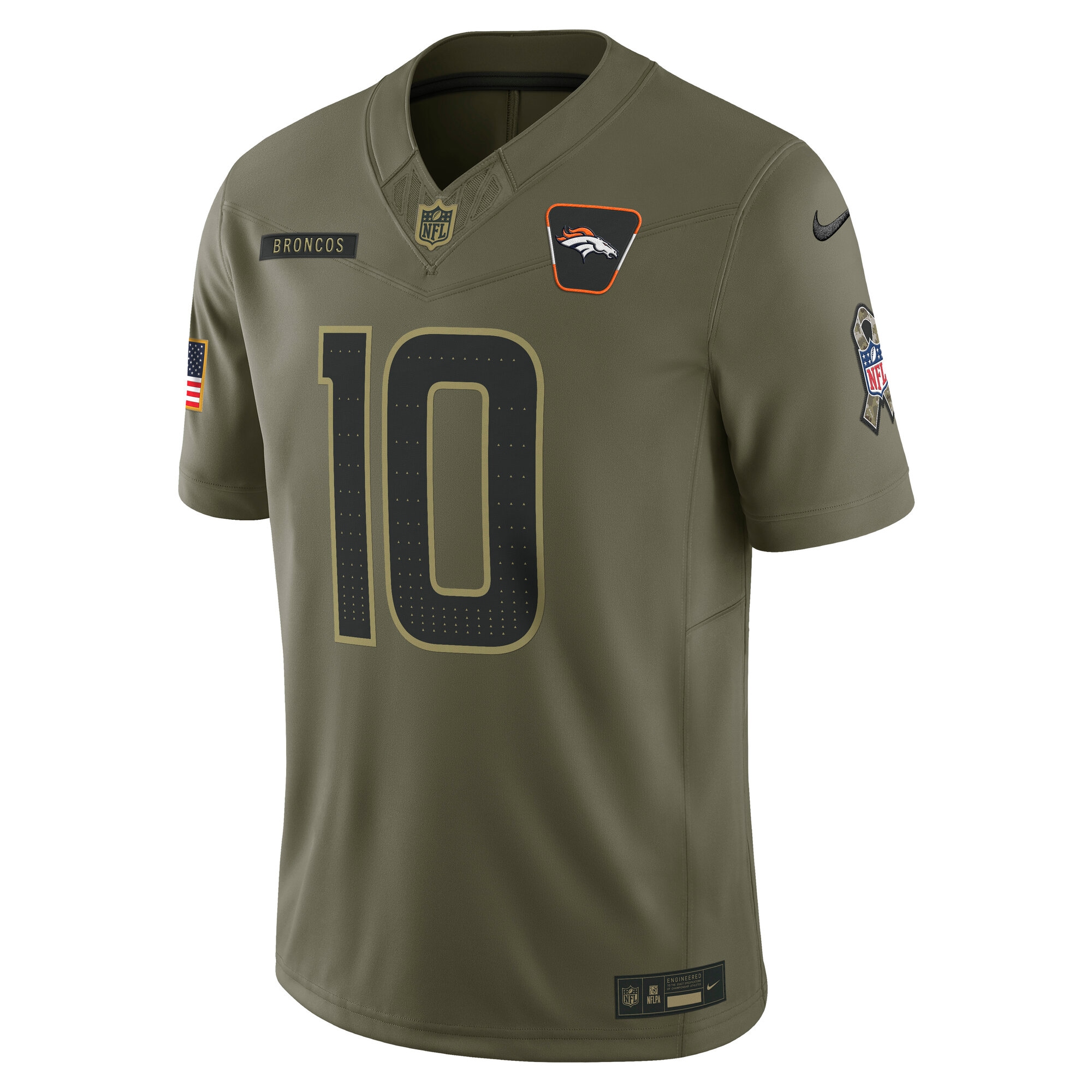Bo Nix Denver Broncos Nike 2025 Salute to Service Limited Jersey – Olive Clowdercats