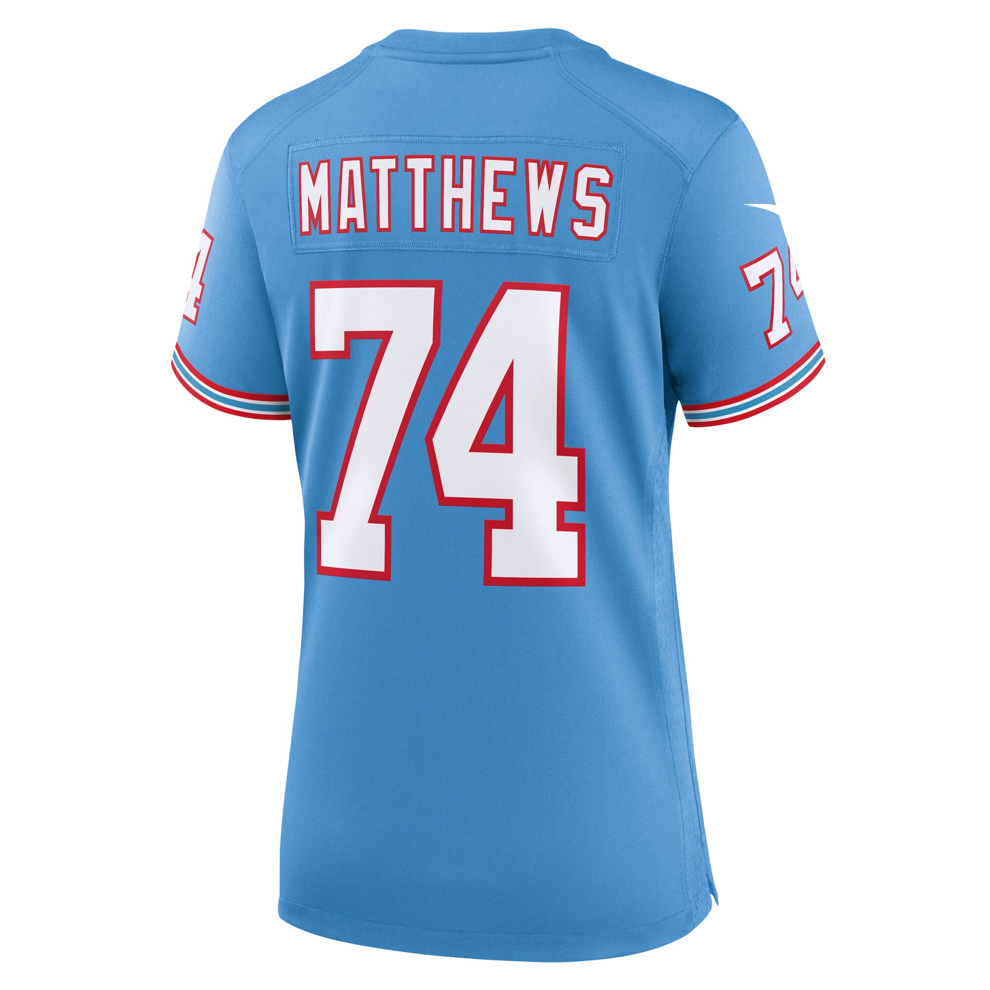 Bruce Matthews Tennessee Titans Nike Women’s Oilers Throwback Retired Player Game Jersey – Light Blue Clowdercats