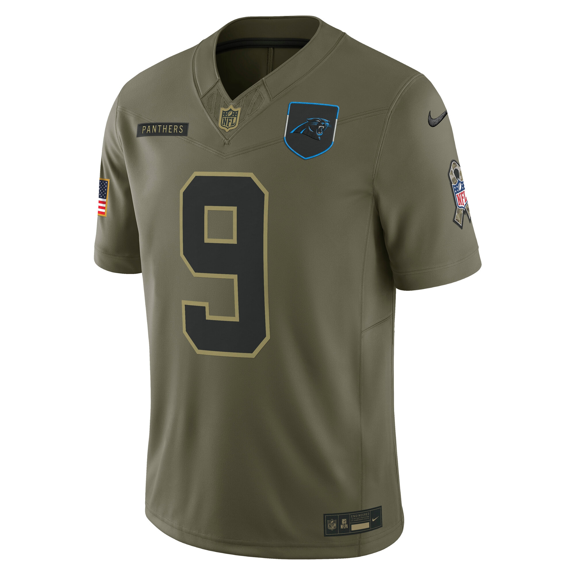 Bryce Young Carolina Panthers Nike 2025 Salute to Service Limited Jersey – Olive Clowdercats