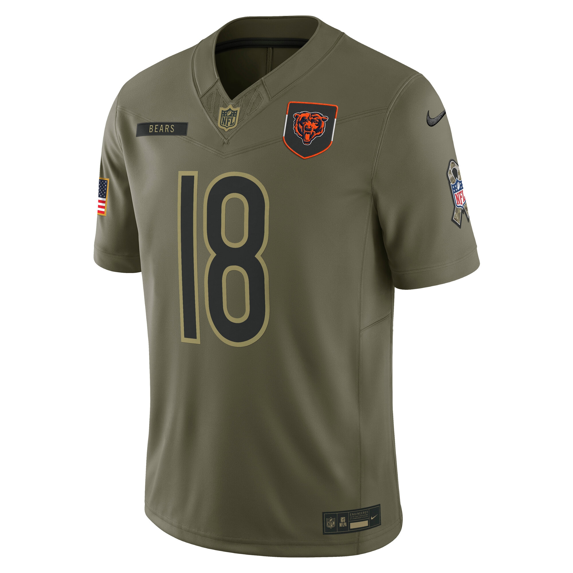 Caleb Williams Chicago Bears Nike 2025 Salute to Service Limited Jersey – Olive Clowdercats
