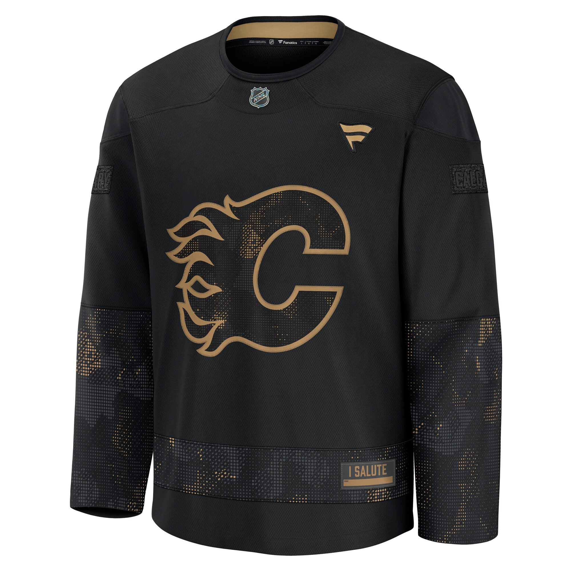 Calgary Flames Fanatics 2024 Military Appreciation Custom Practice Jersey – Black Clowdercats