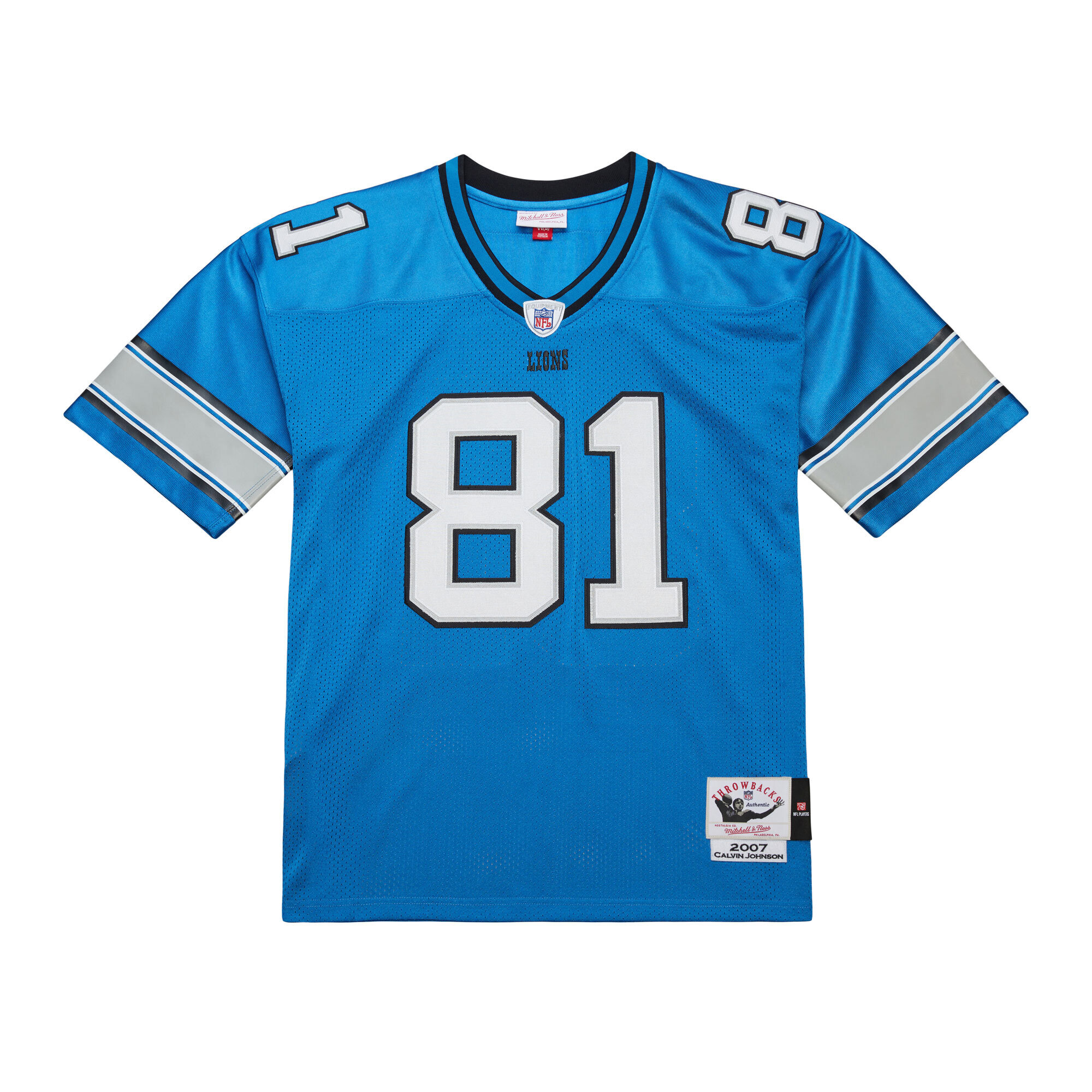 Calvin Johnson Detroit Lions Mitchell & Ness 2007 Authentic Throwback Retired Player Jersey – Blue Clowdercats