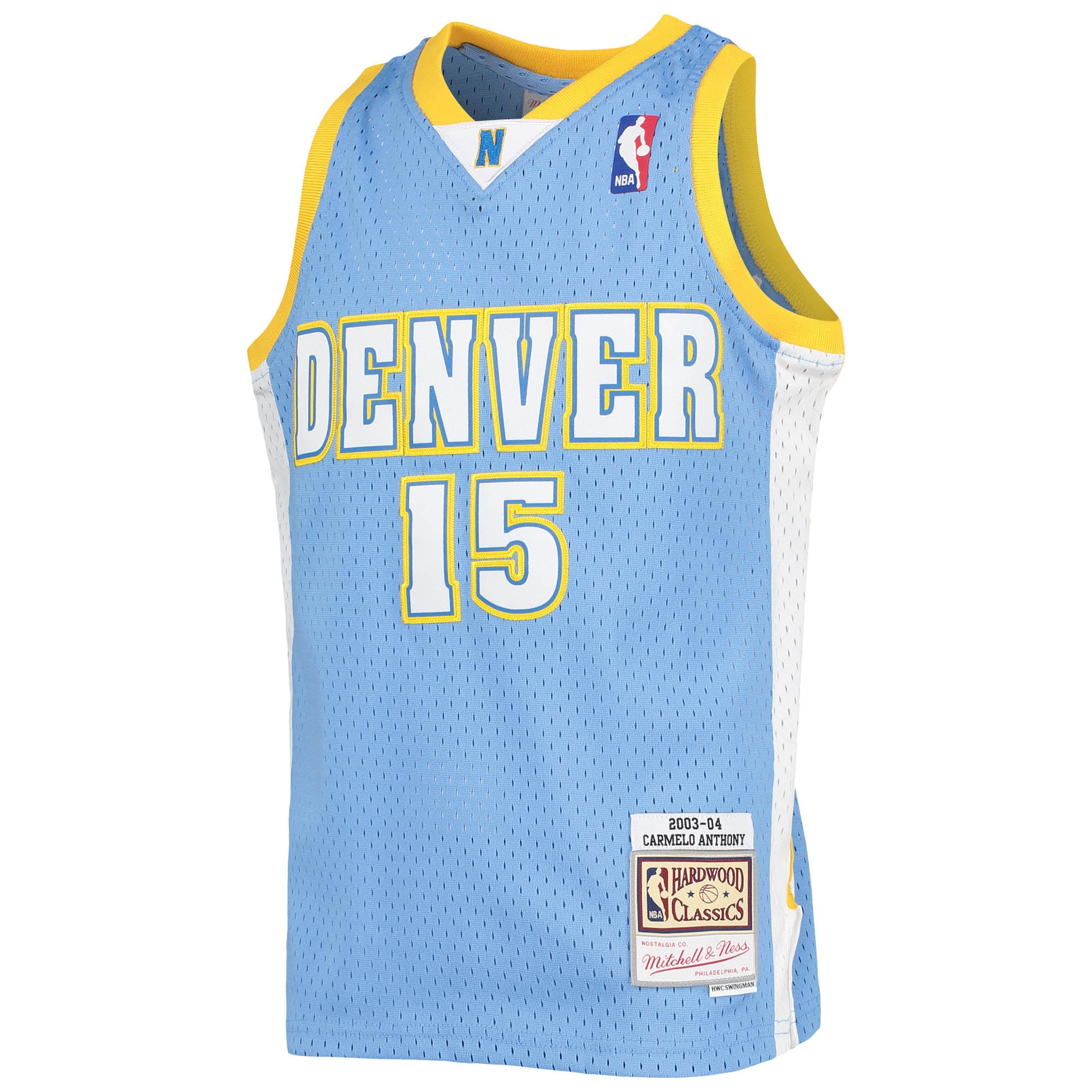 Carmelo Anthony Denver Nuggets Mitchell & Ness Youth 2003-04 Hardwood Classics Swingman Jersey – Powder Blue Clowdercats