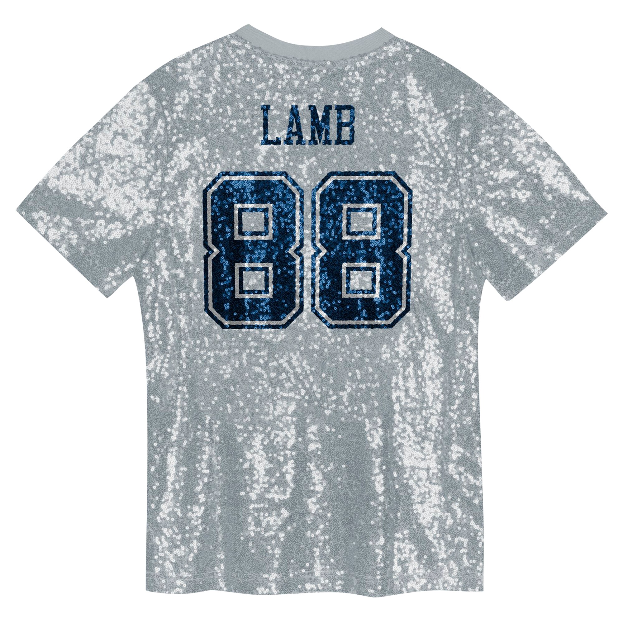 CeeDee Lamb Dallas Cowboys Girls Youth Sequin V-Neck Fashion Jersey – Silver Clowdercats