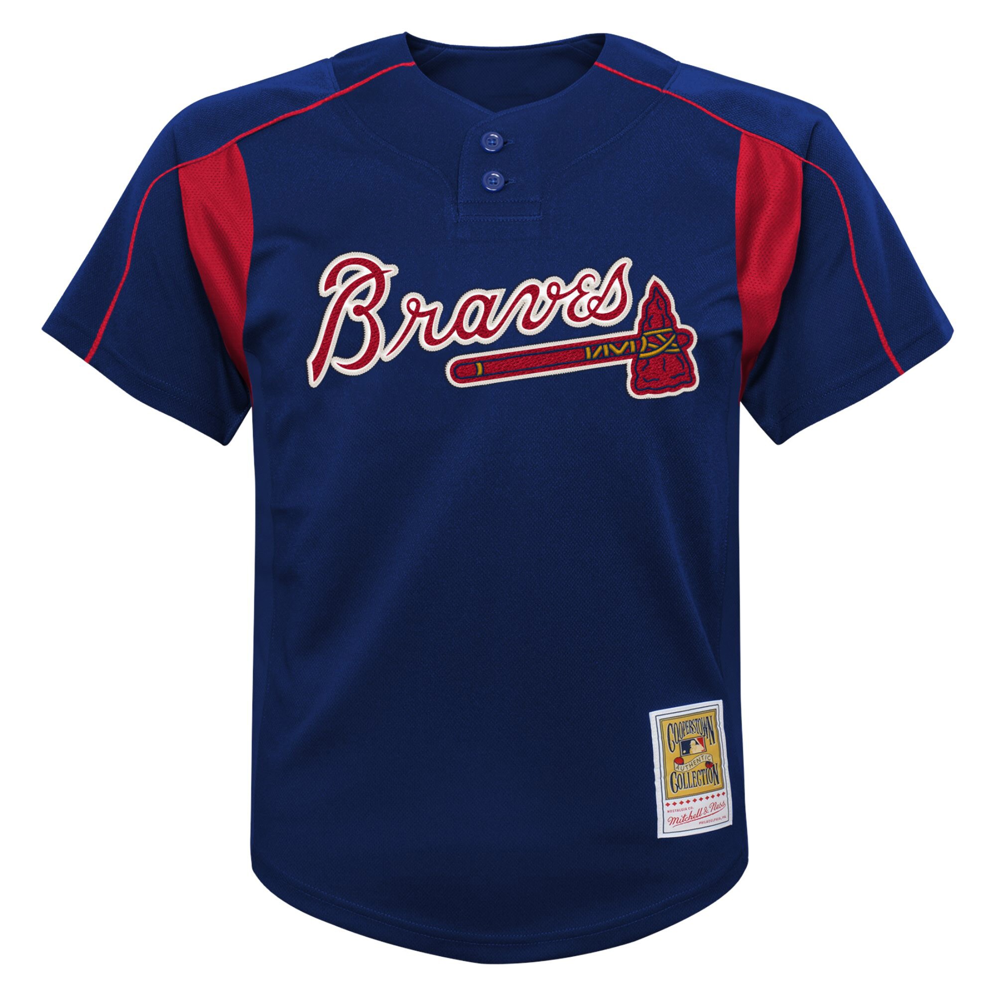 Chipper Jones Atlanta Braves Mitchell & Ness Youth Cooperstown Collection Mesh Batting Practice Jersey – Navy