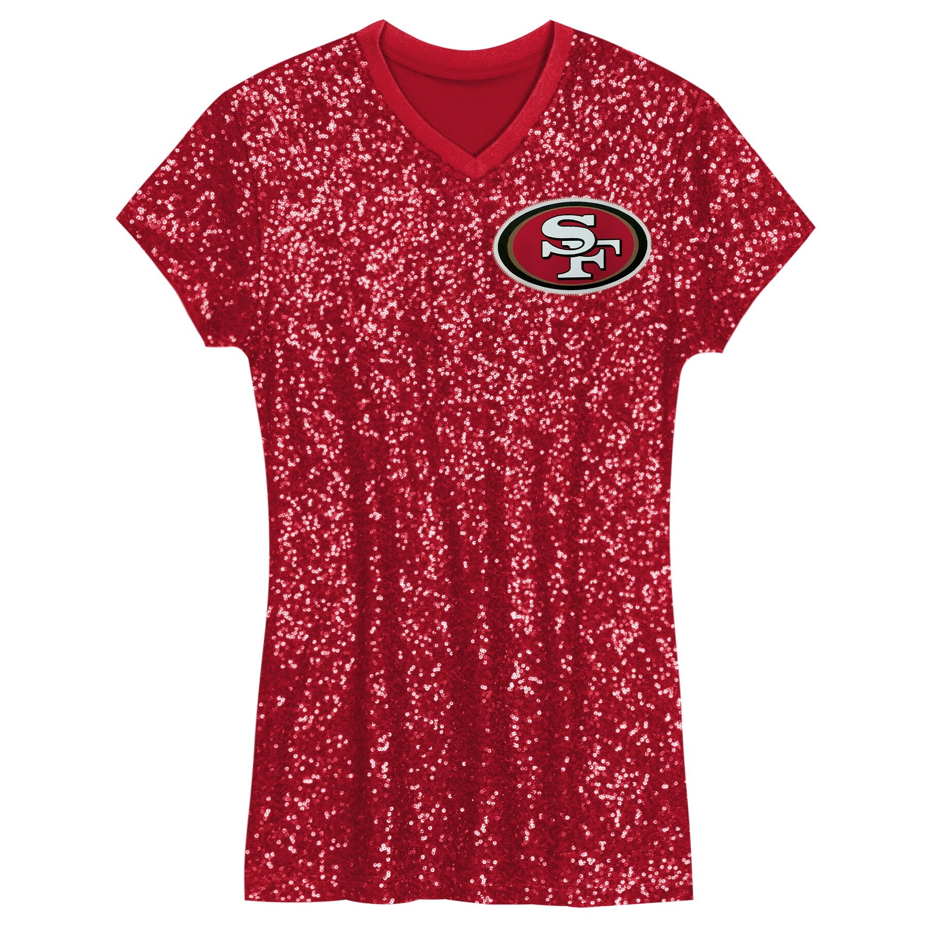 Christian McCaffrey San Francisco 49ers Girls Youth Sequin Player Name & Number V-Neck Dress – Scarlet Clowdercats