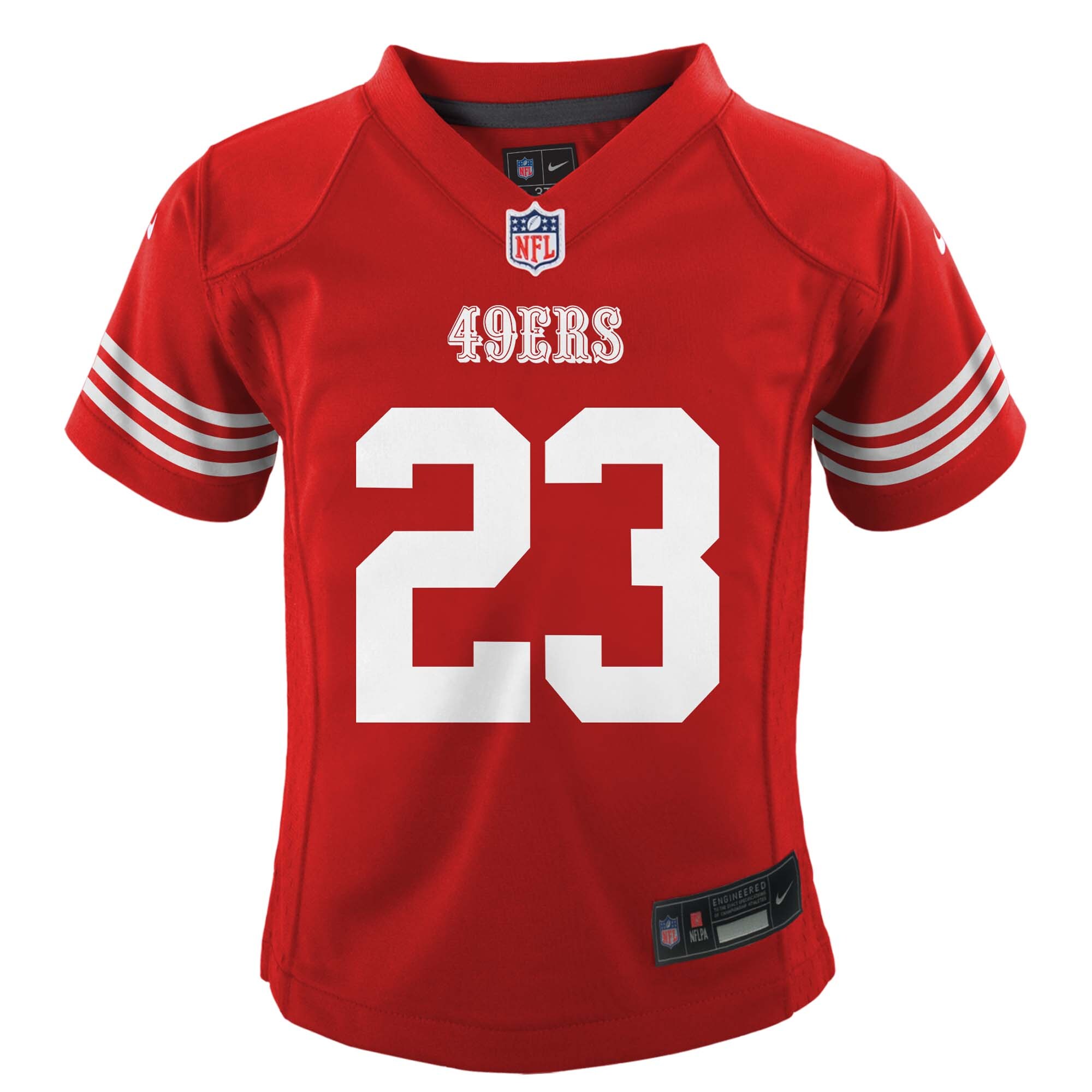Christian McCaffrey San Francisco 49ers Nike Infant Team Player Game Jersey – Scarlet Clowdercats