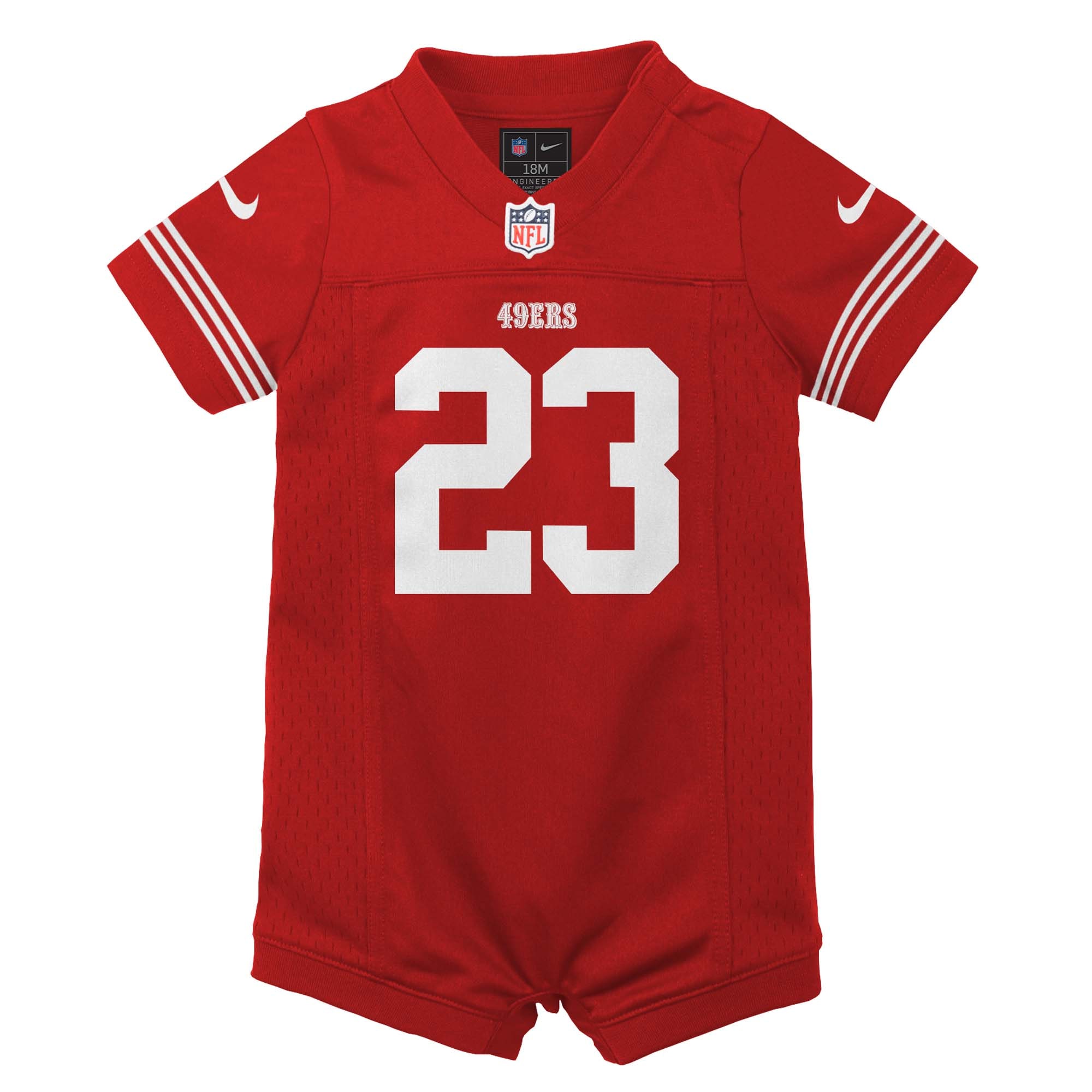Christian McCaffrey San Francisco 49ers Nike Newborn & Infant Game Romper Jersey – Scarlet Clowdercats