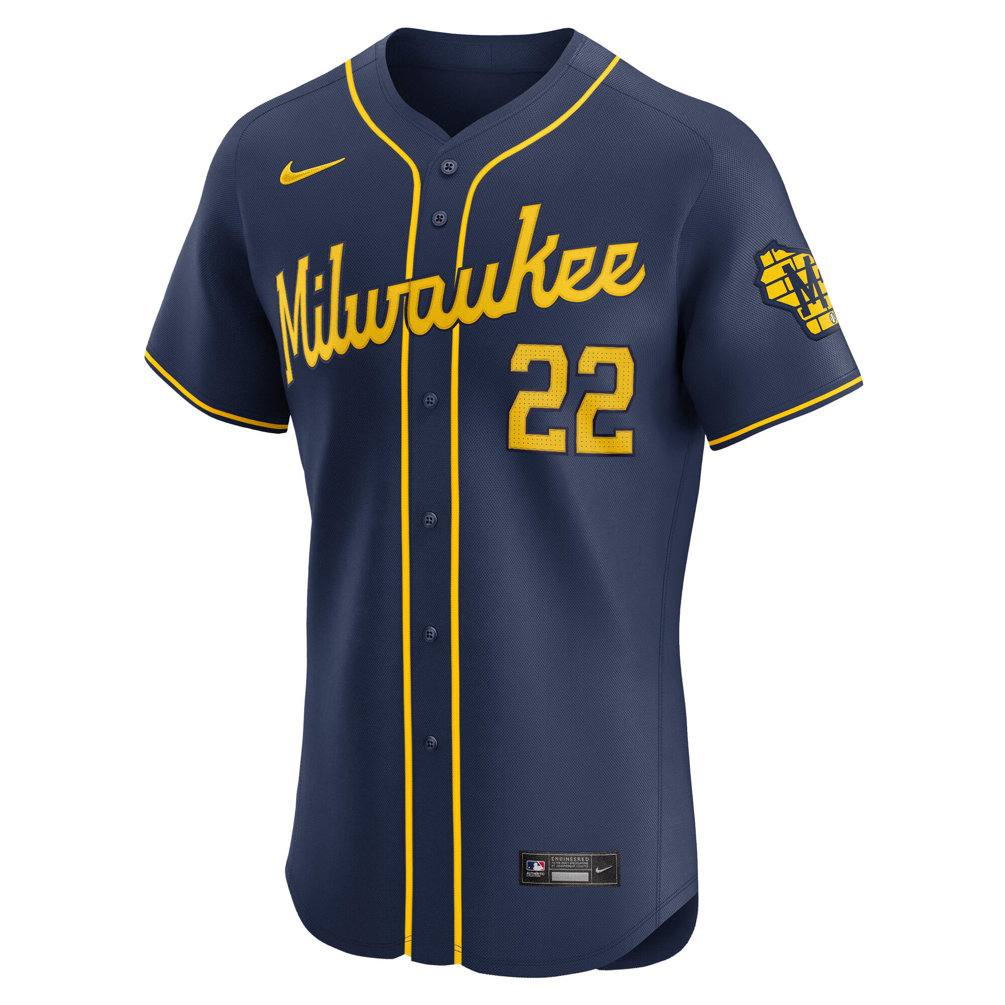 Christian Yelich Milwaukee Brewers Nike Alternate Home Elite Player Jersey – Navy