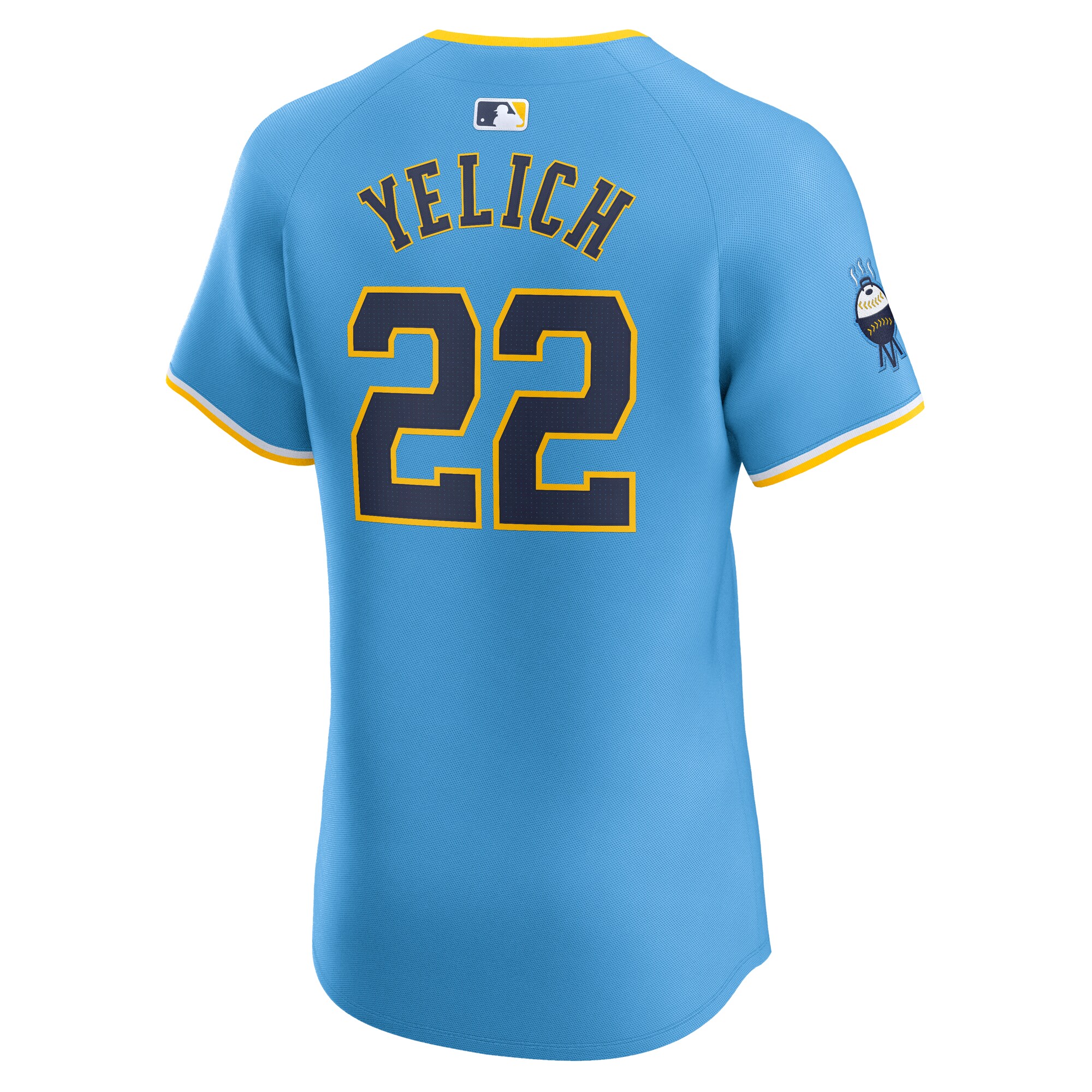 Christian Yelich Milwaukee Brewers Nike City Connect Elite Player Jersey – Powder Blue