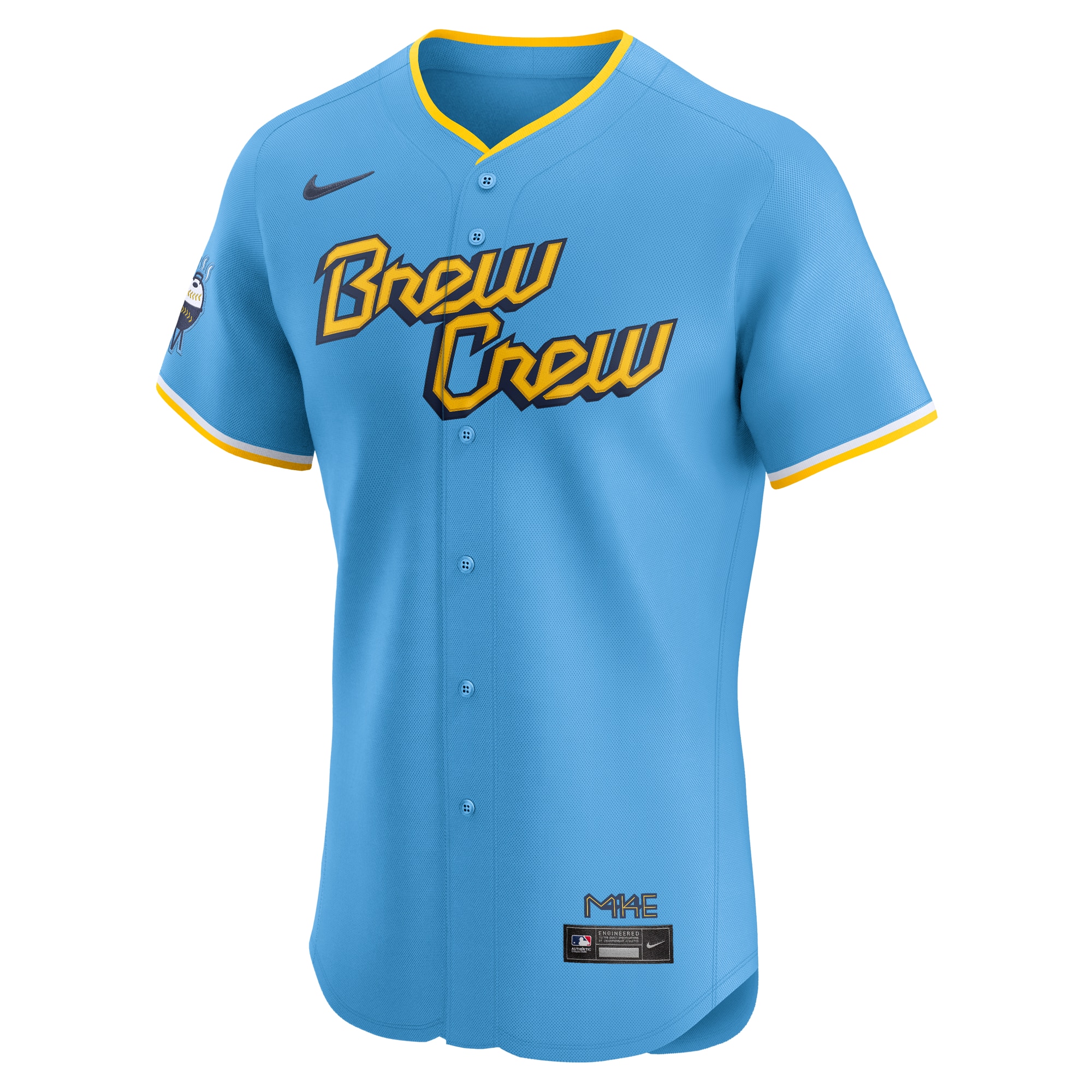 Christian Yelich Milwaukee Brewers Nike City Connect Elite Player Jersey – Powder Blue