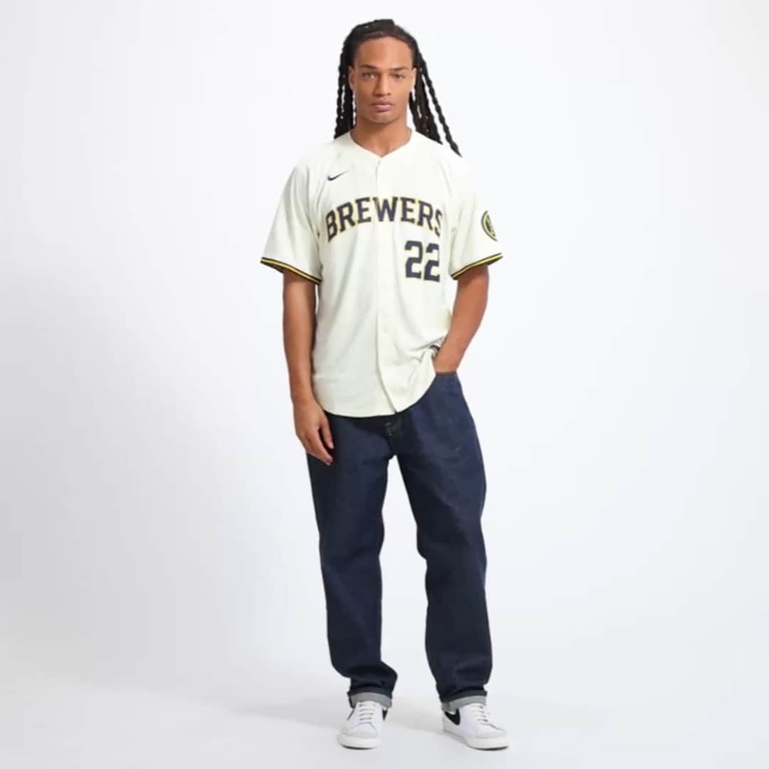Christian Yelich Milwaukee Brewers Nike Home Limited Player Jersey – Cream