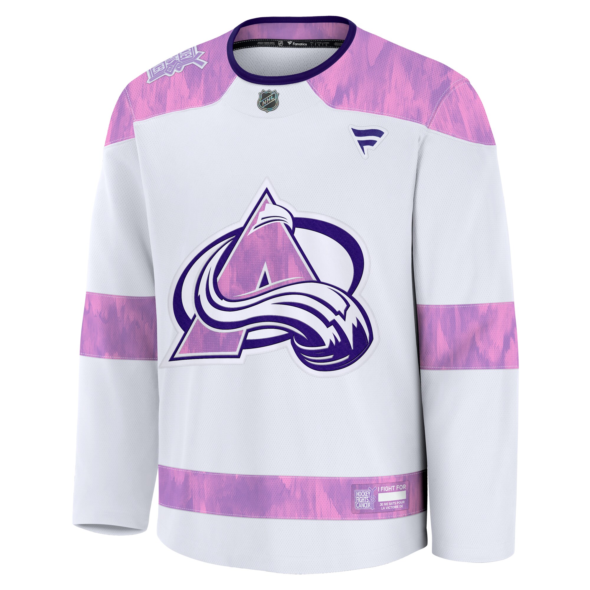 Colorado Avalanche Fanatics 2024 Hockey Fights Cancer Practice Jersey – White Clowdercats
