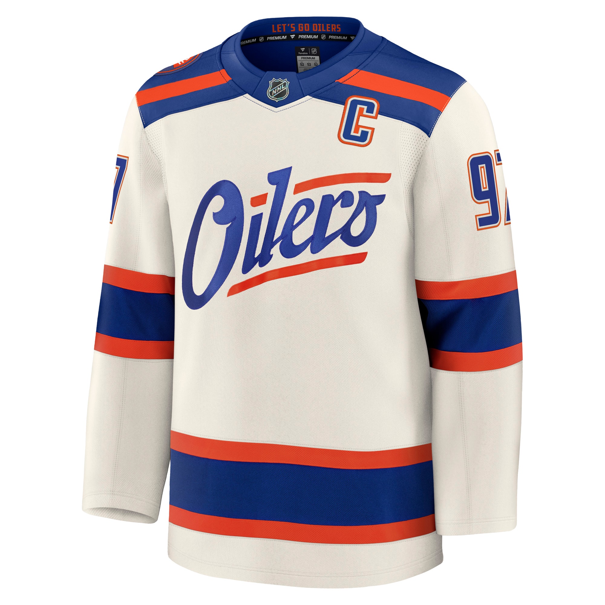 Connor McDavid Edmonton Oilers Fanatics Alternate Premium Jersey – Light Beige Clowdercats