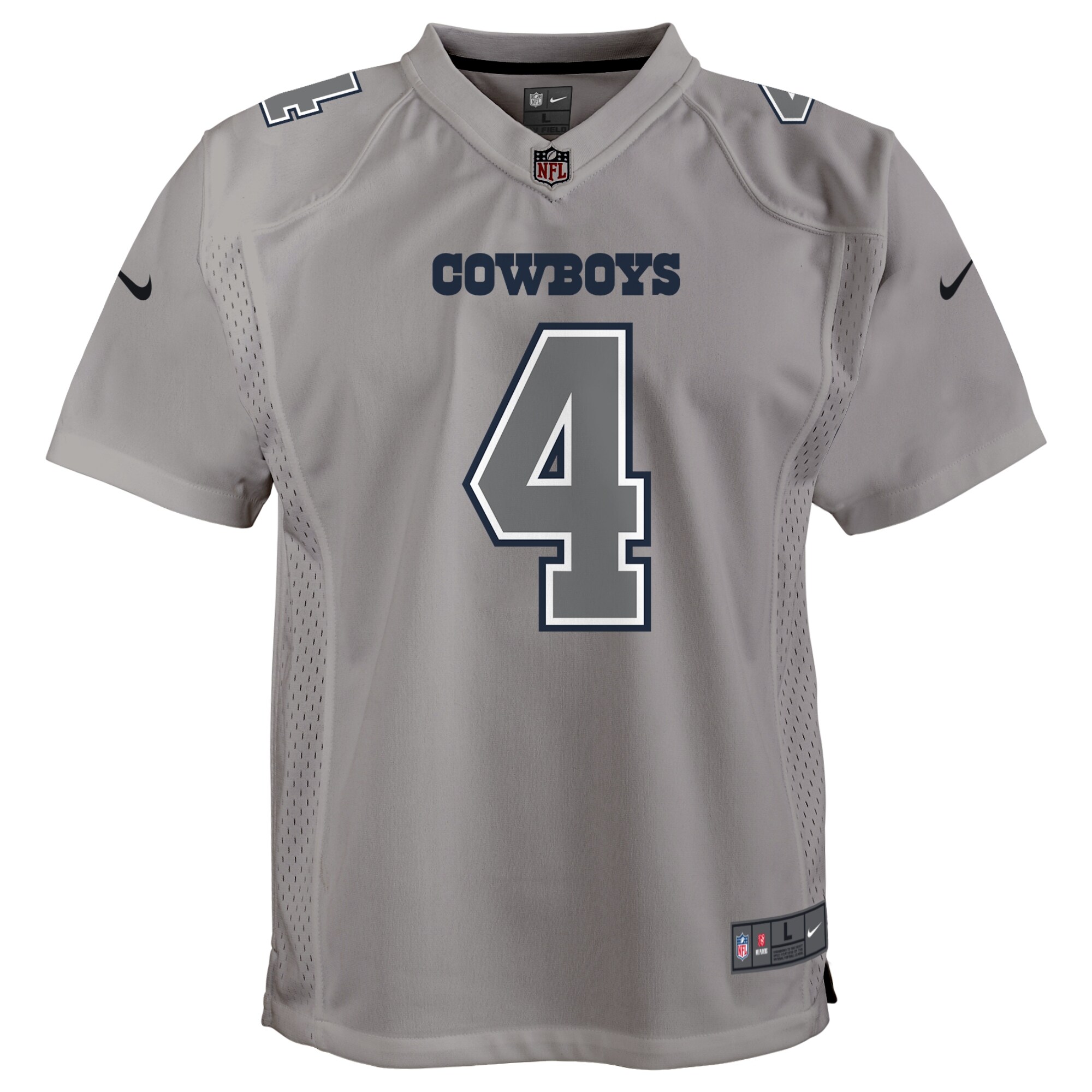 Dak Prescott Dallas Cowboys Nike Youth Atmosphere Game Jersey – Gray Clowdercats